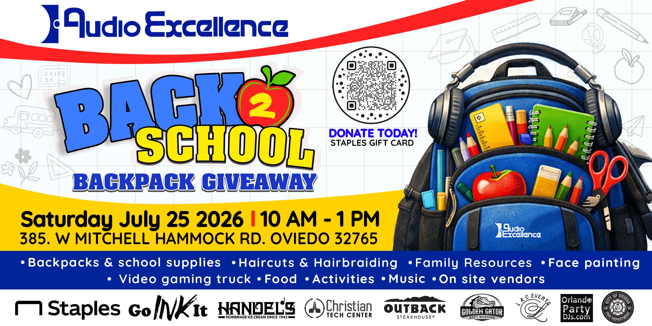 Audio Excellence Annual Back 2 School Backpack Giveaway