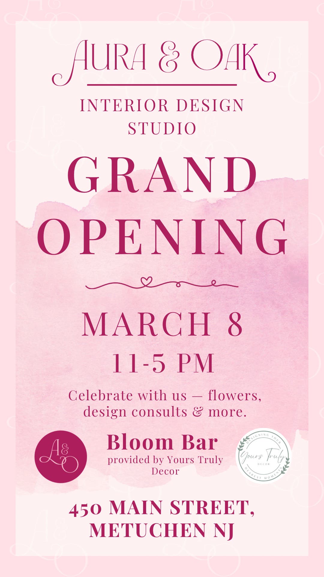 Grand Opening - Aura & Oak Interior Design Studio Opens Pop-Up Space in Downtown Metuchen
