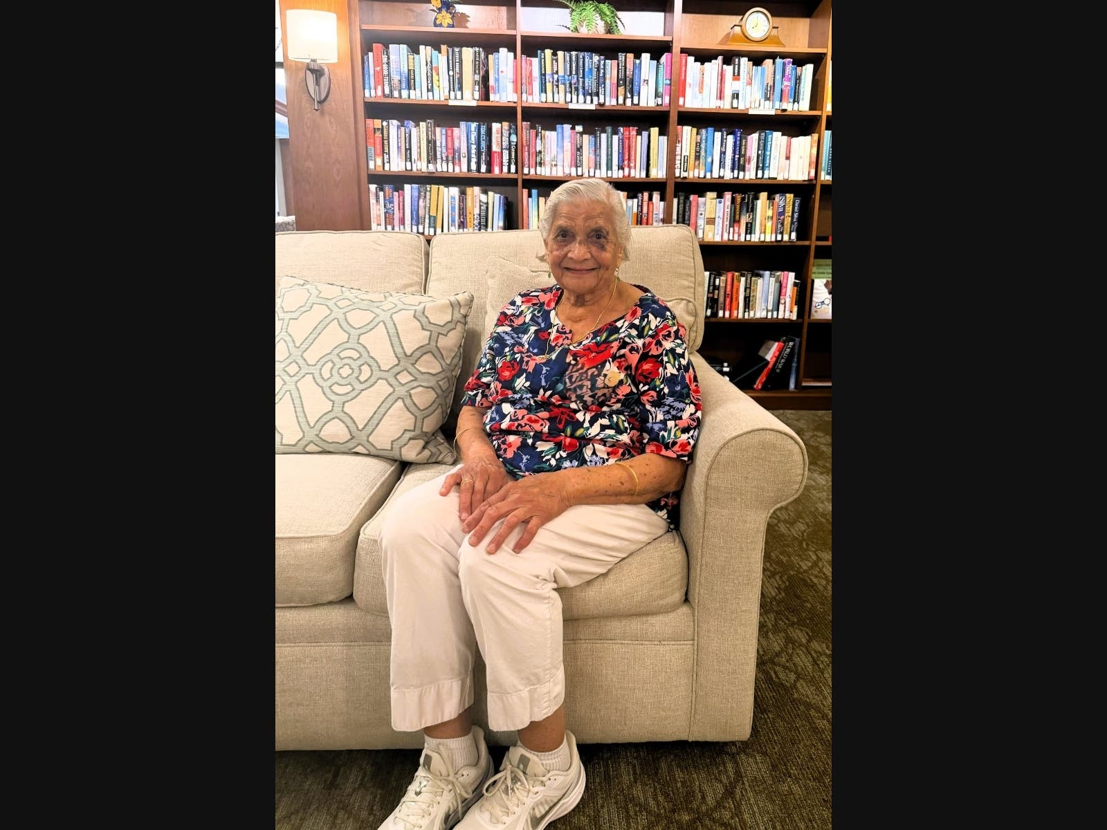Savita P. is a proud grandparent who enjoys her family visits at New Pond Village.