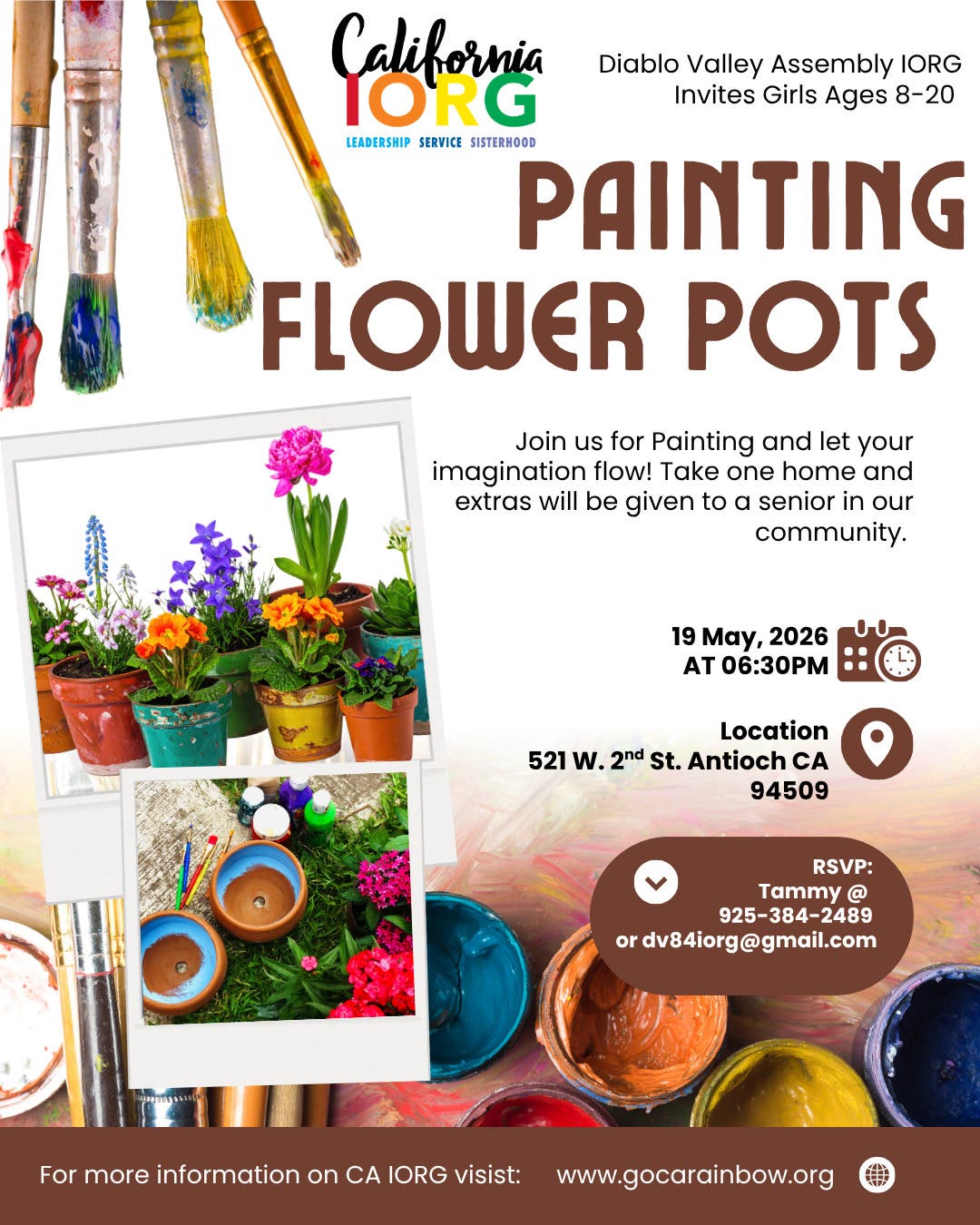 Painting Flower Pots and Planting Flowers for Senior Living Community 