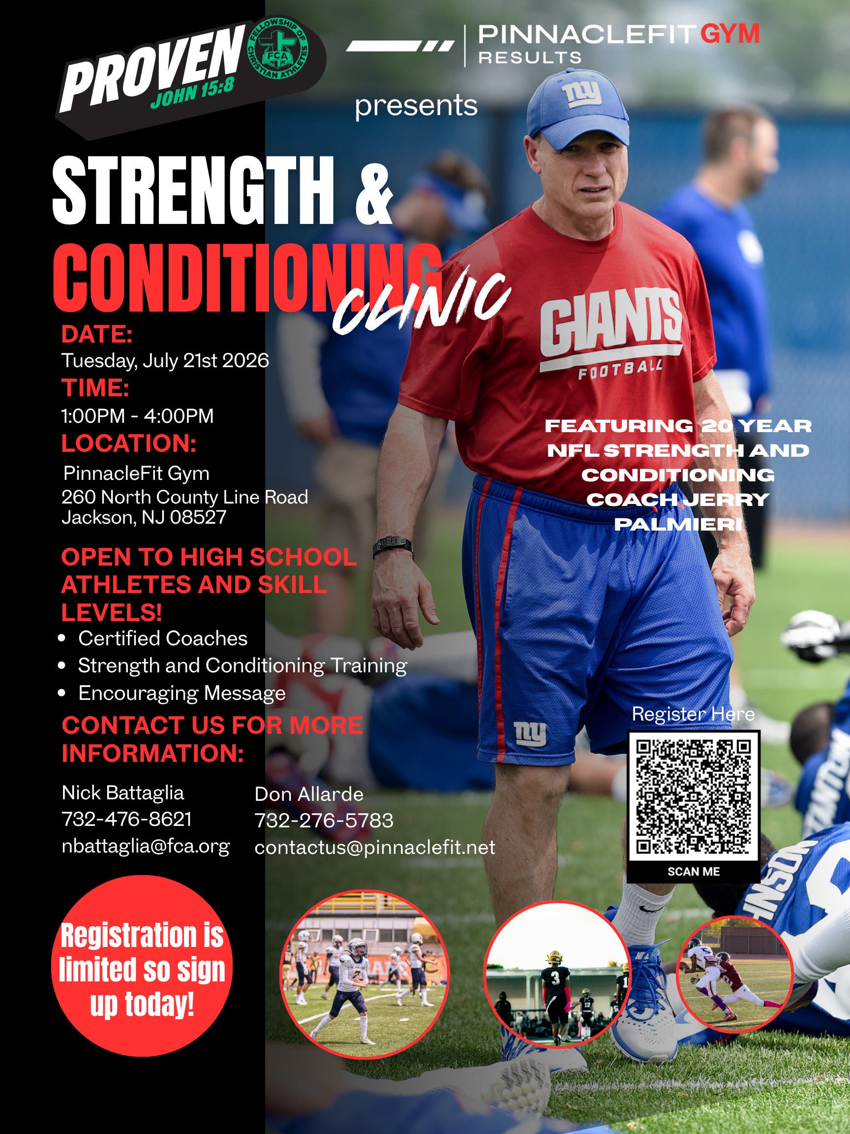 Strength & Conditioning Clinic featuring NFL S&C Coach Jerry Palmieri at PinnacleFit Gym!