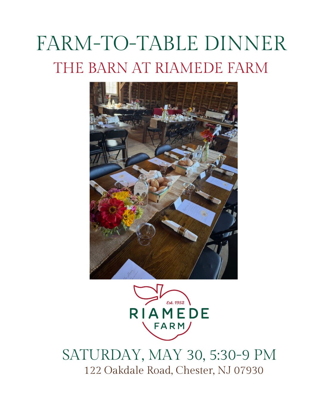 Farm-to-Table Dinner at Riamede Farm with Chef Enzo Montagnino
