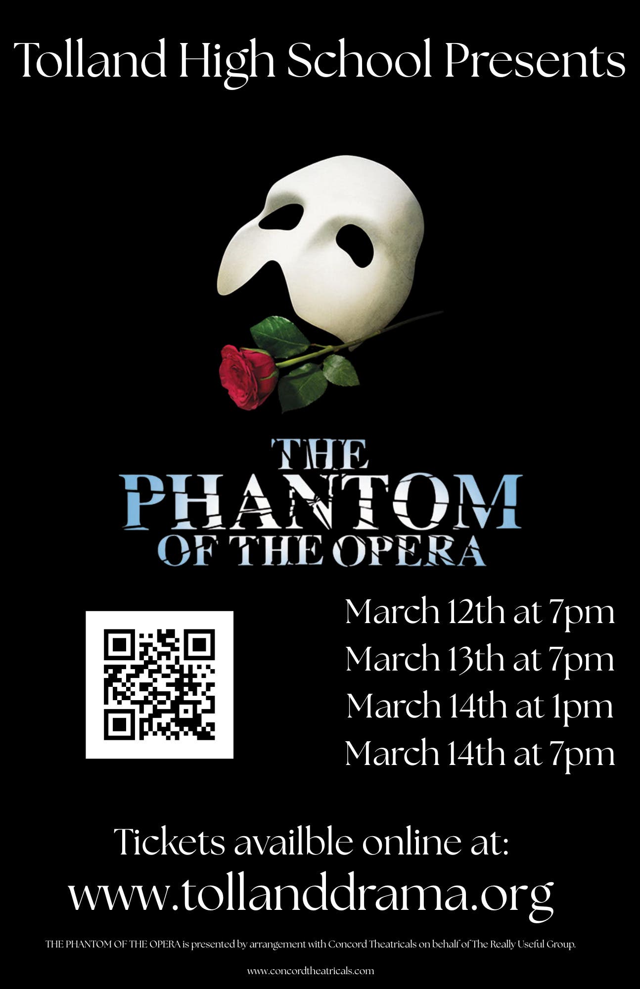 Tolland High School Phantom of the Opera March 12th-14th
