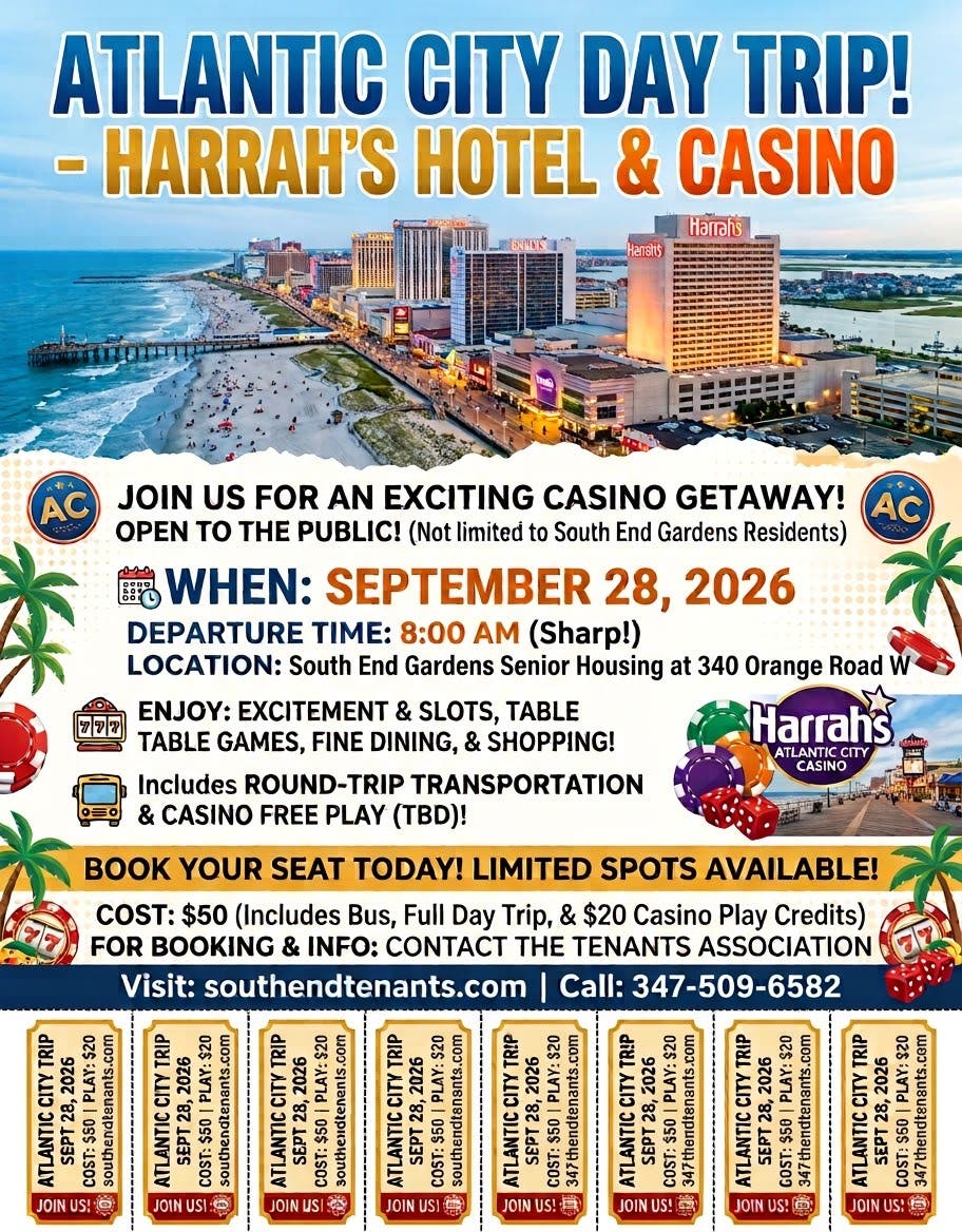 Montclair to Atlantic City Day Trip (9/28/2026)