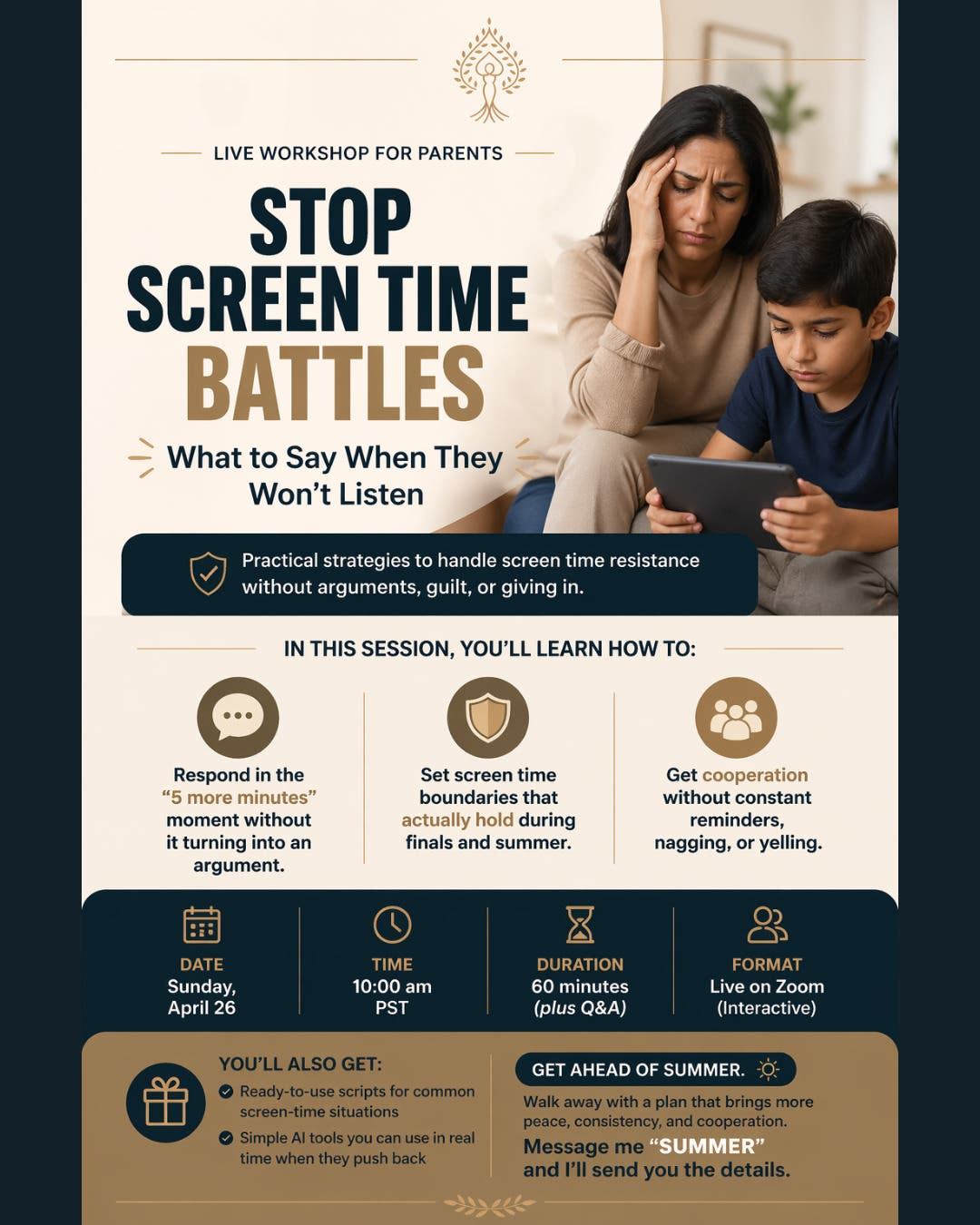 Stop Screen Time Battles: Parent Workshop (Online)
