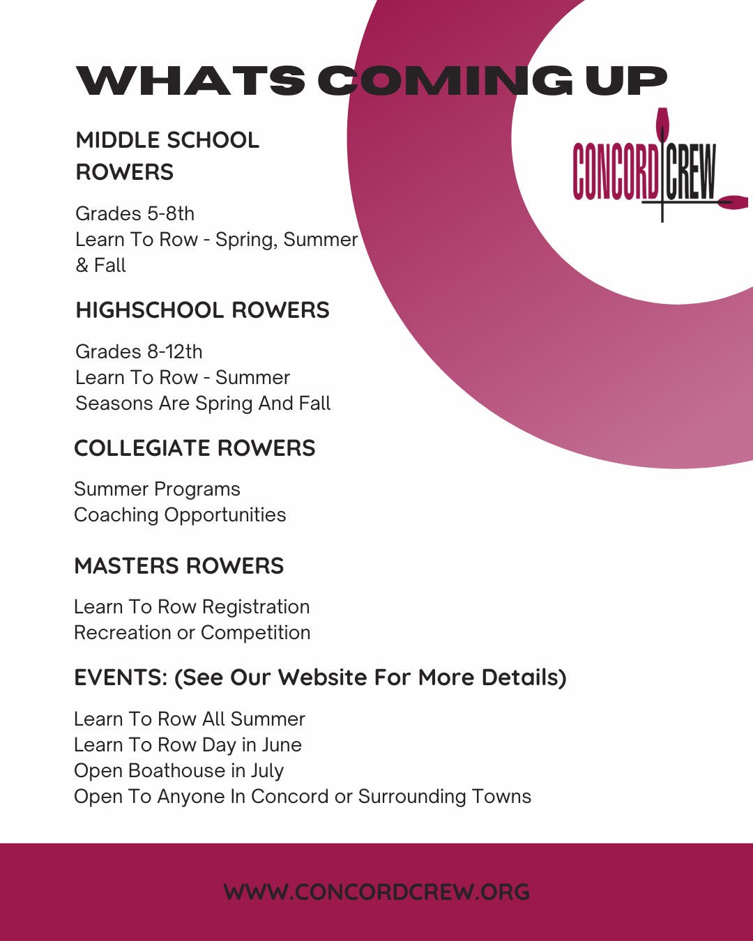 Concord Crew Programs And Events