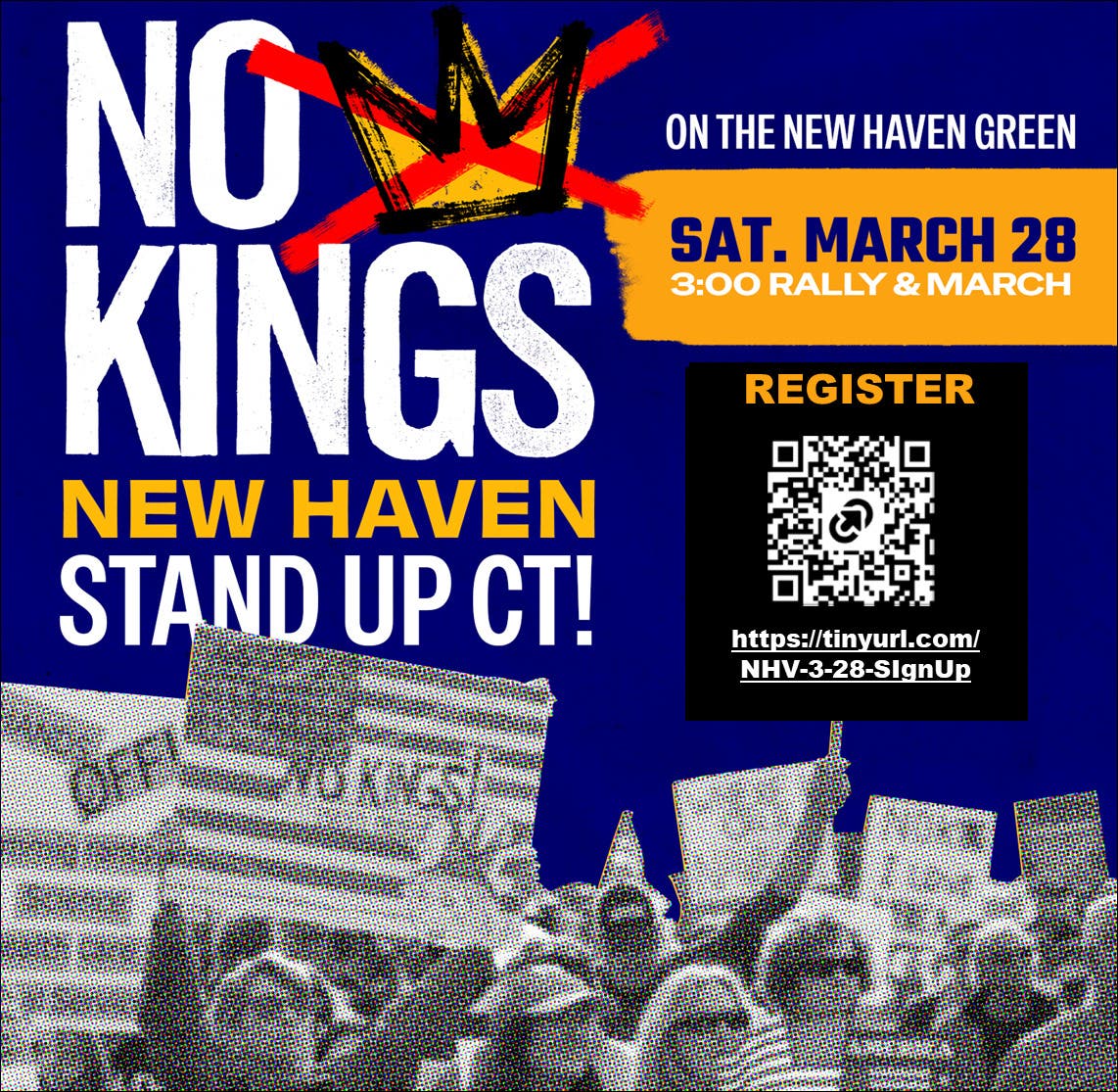 Mar 28 | No Kings New Haven - Stand Up CT | North Haven, CT Patch