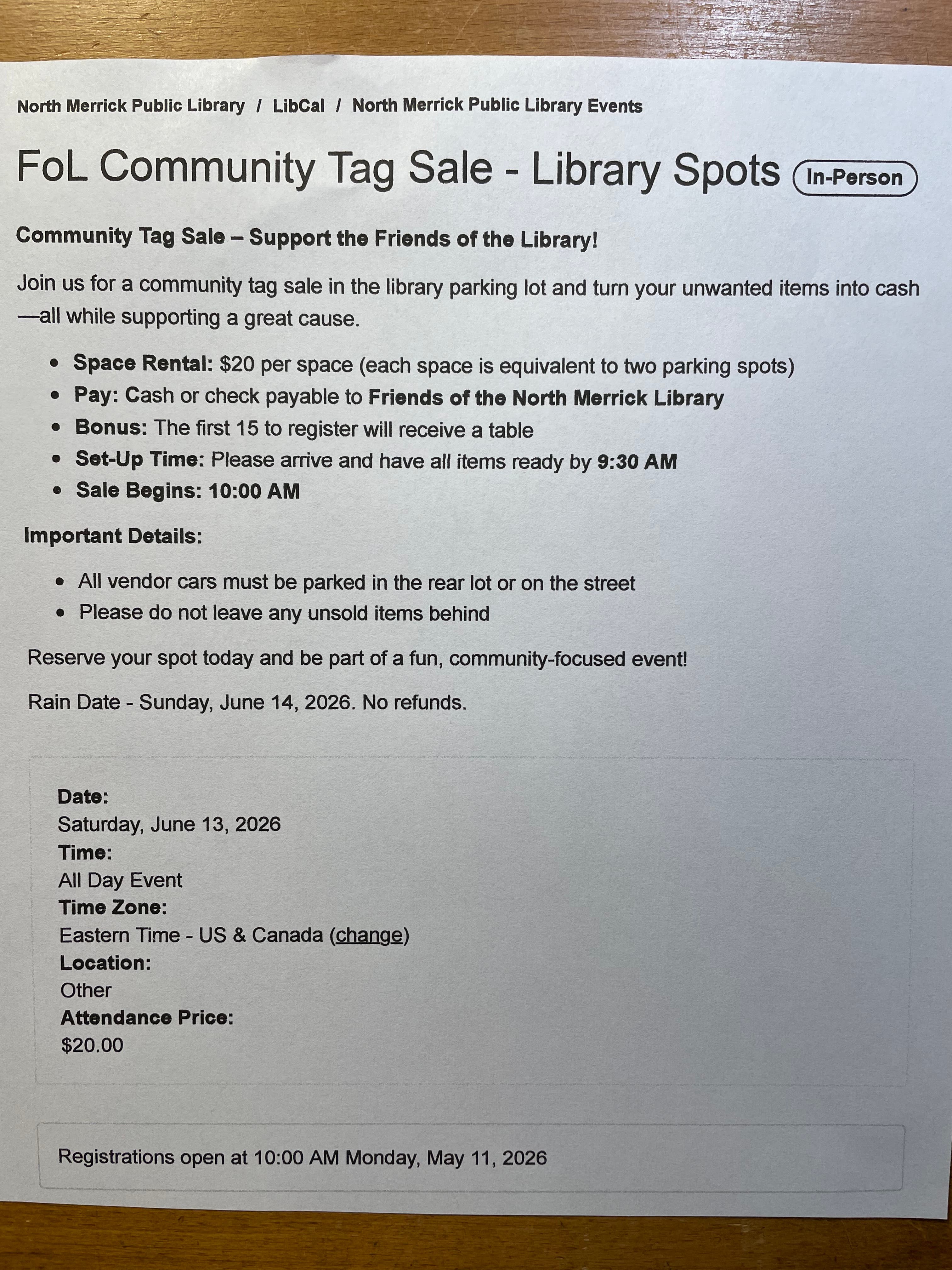 Community Tag Sale! 