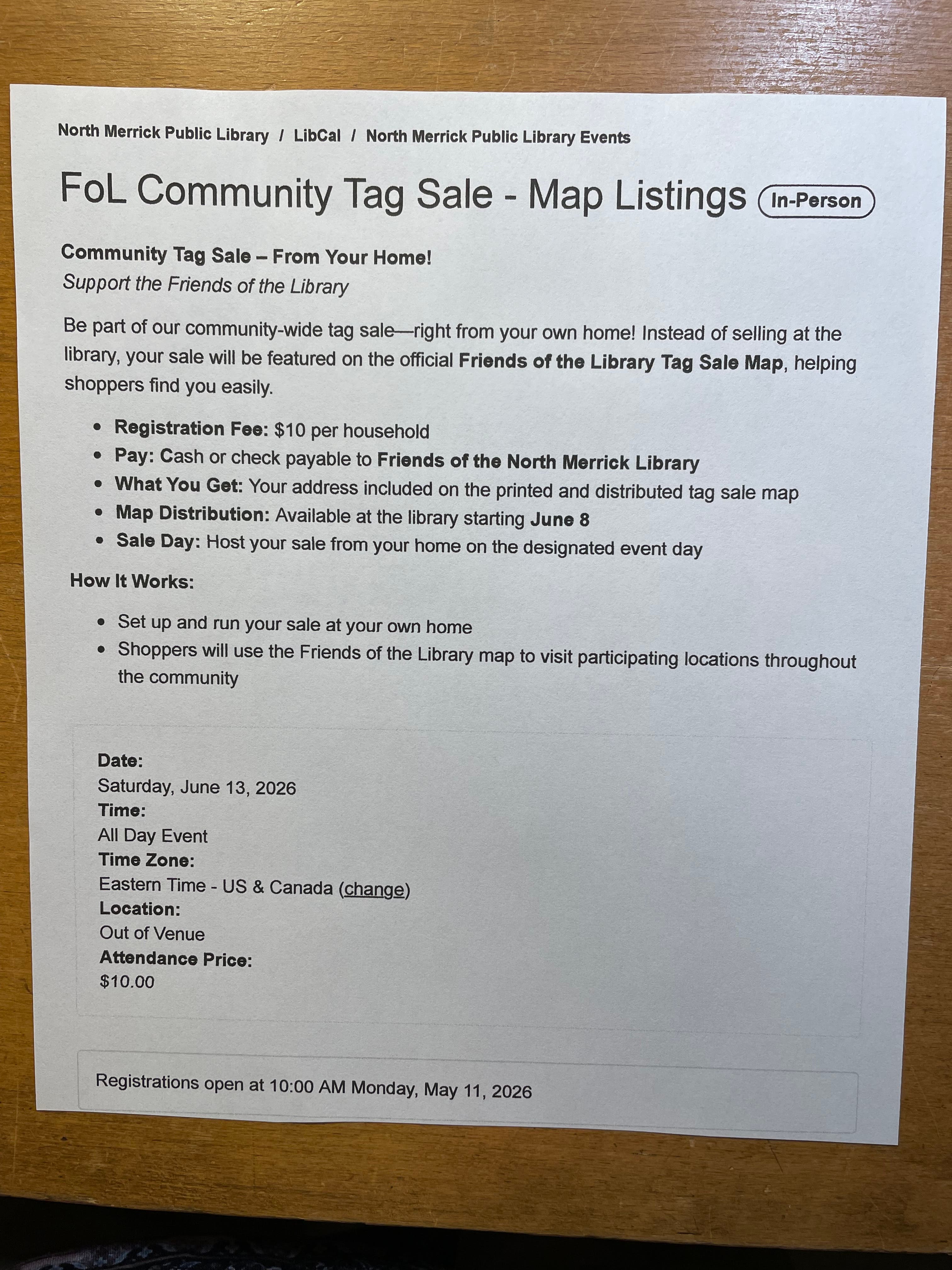 Community Tag Sale 