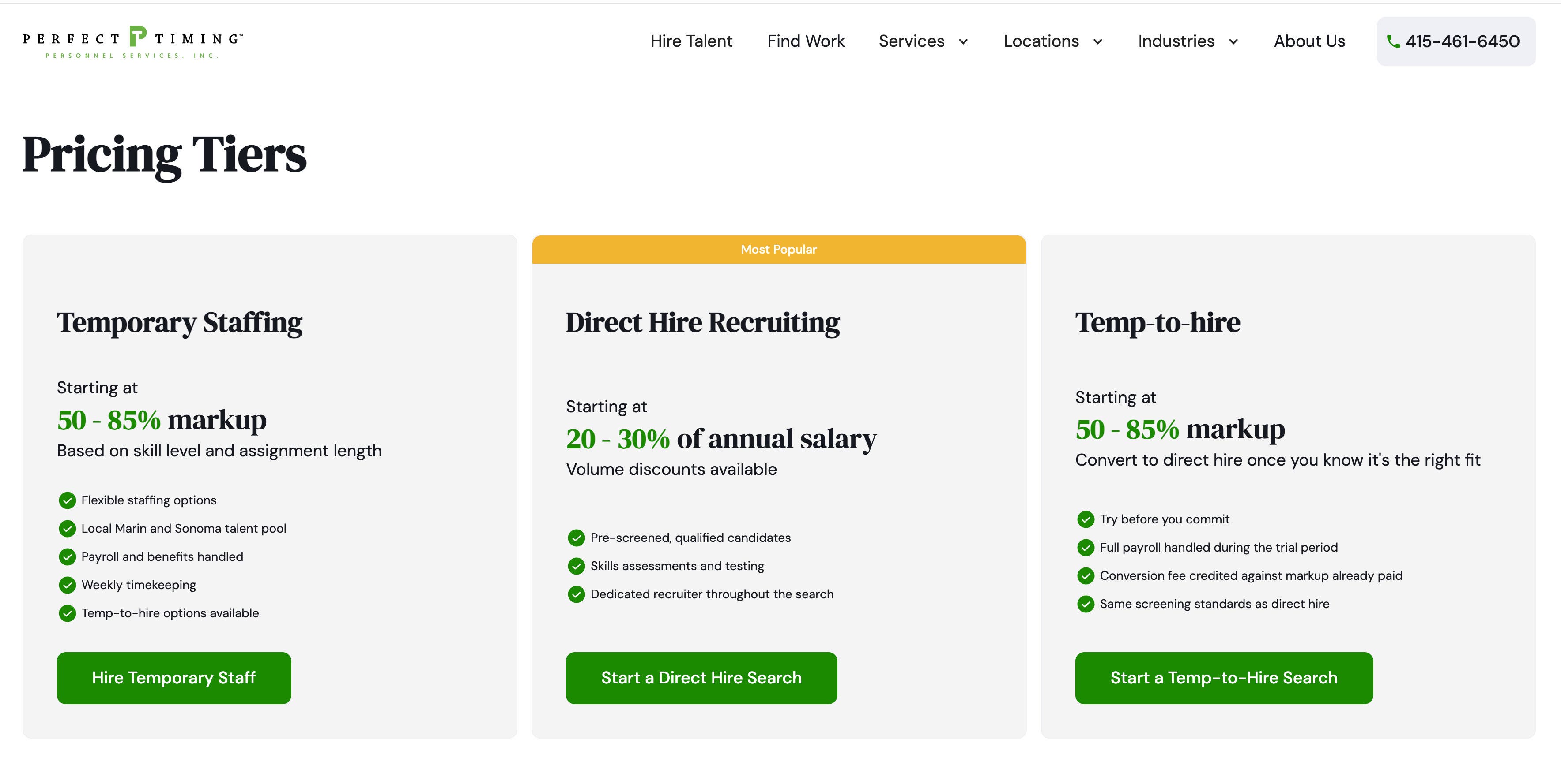 Perfect Timing Pricing Page!