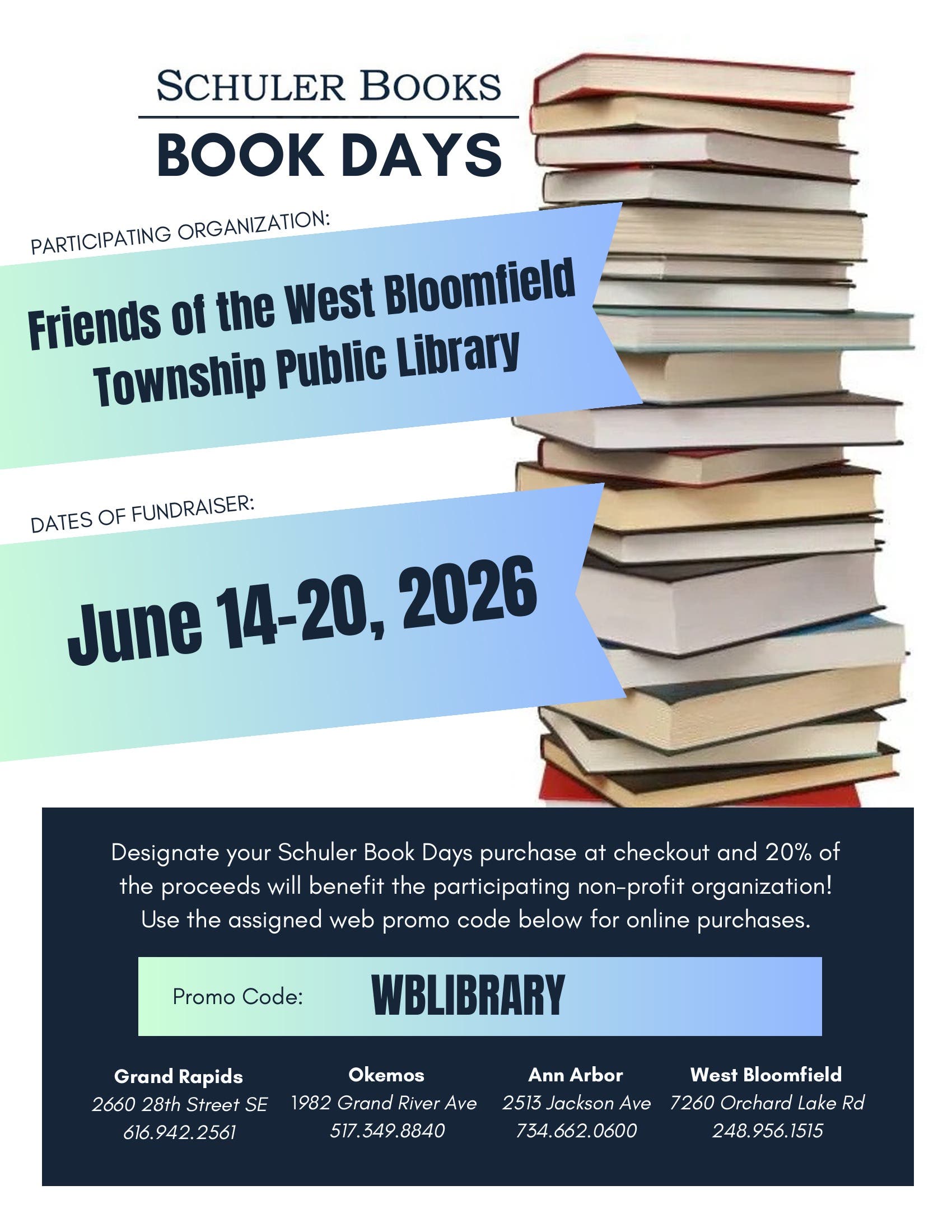 Schuler Books - BOOK DAYS - Fundraiser - June 14 – June 20
