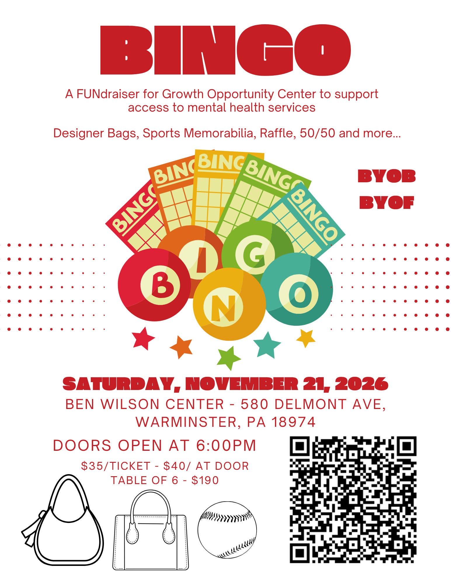 BINGO - Designer Bags, Sports Memorabilia, Raffles...and more!