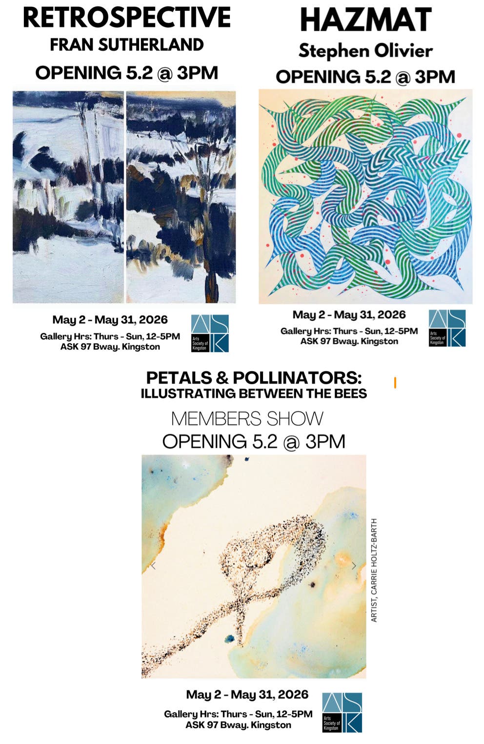 Arts Society of Kingston Announces May Exhibitions