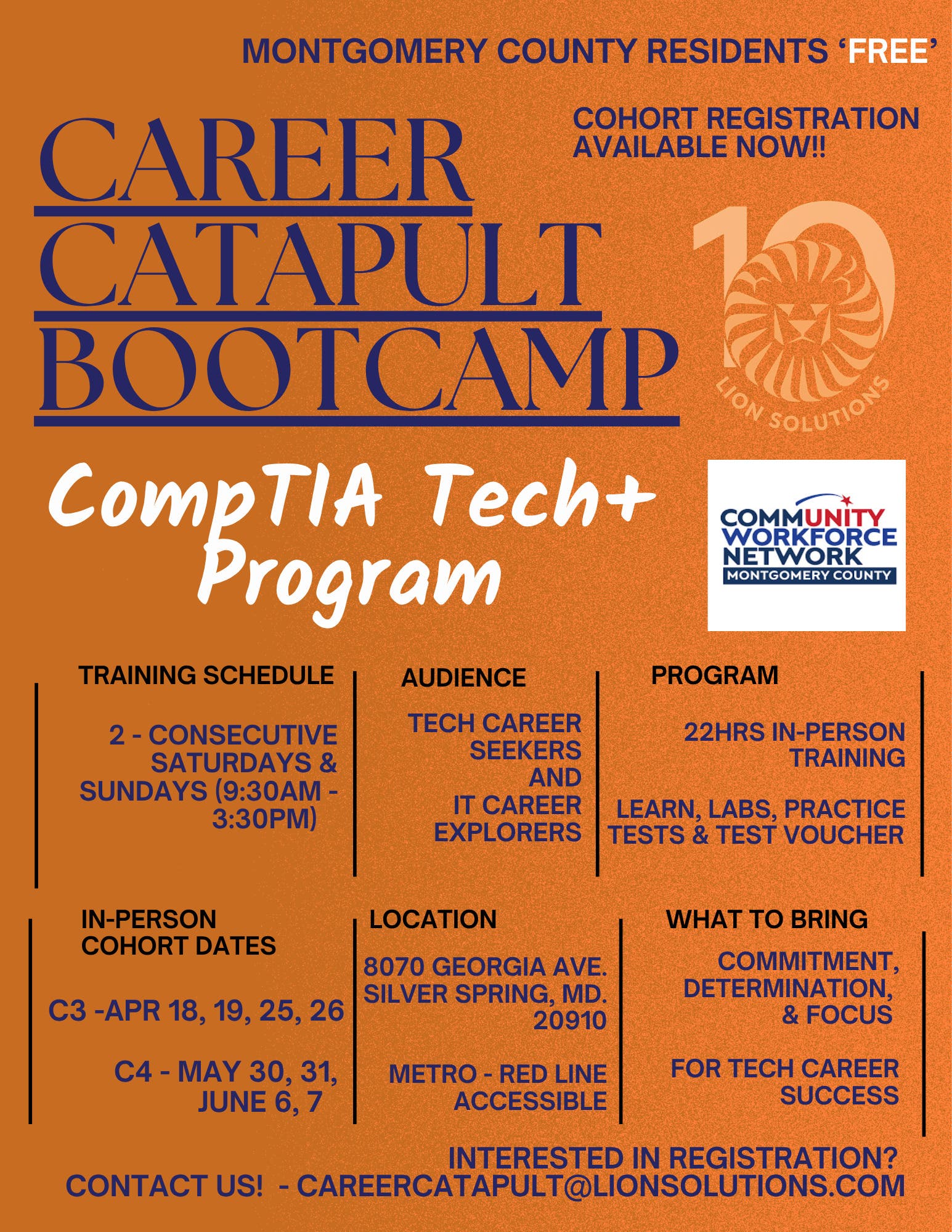 Career Catapult Bootcamp Program "FREE" for Montgomery County Residents