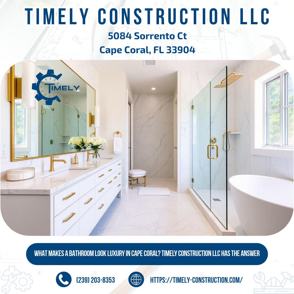 What Makes a Bathroom Look Luxury in Cape Coral? Timely Construction LLC Has the Answer