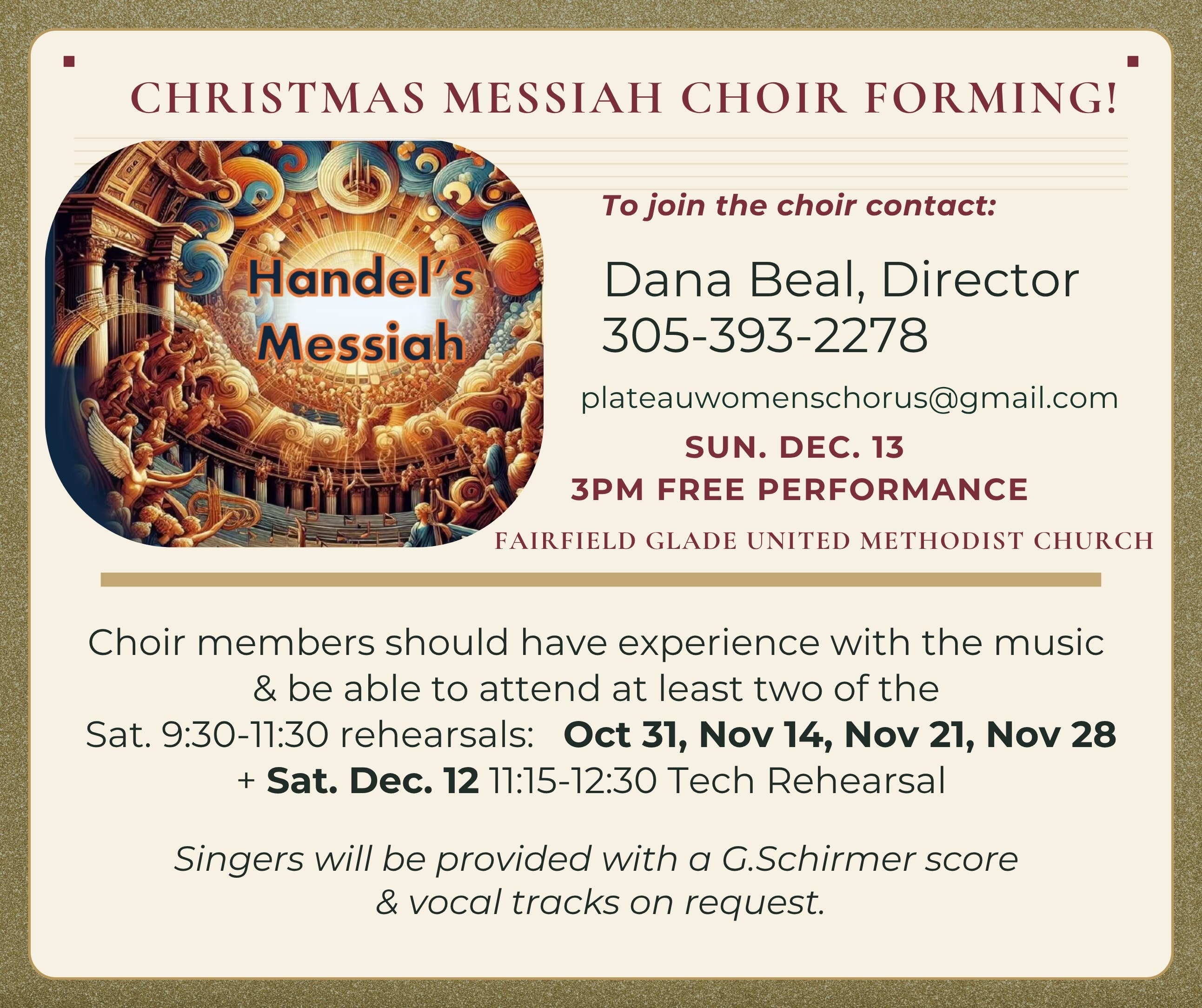 Christmas Messiah Choir Forming-Sign Up Now!