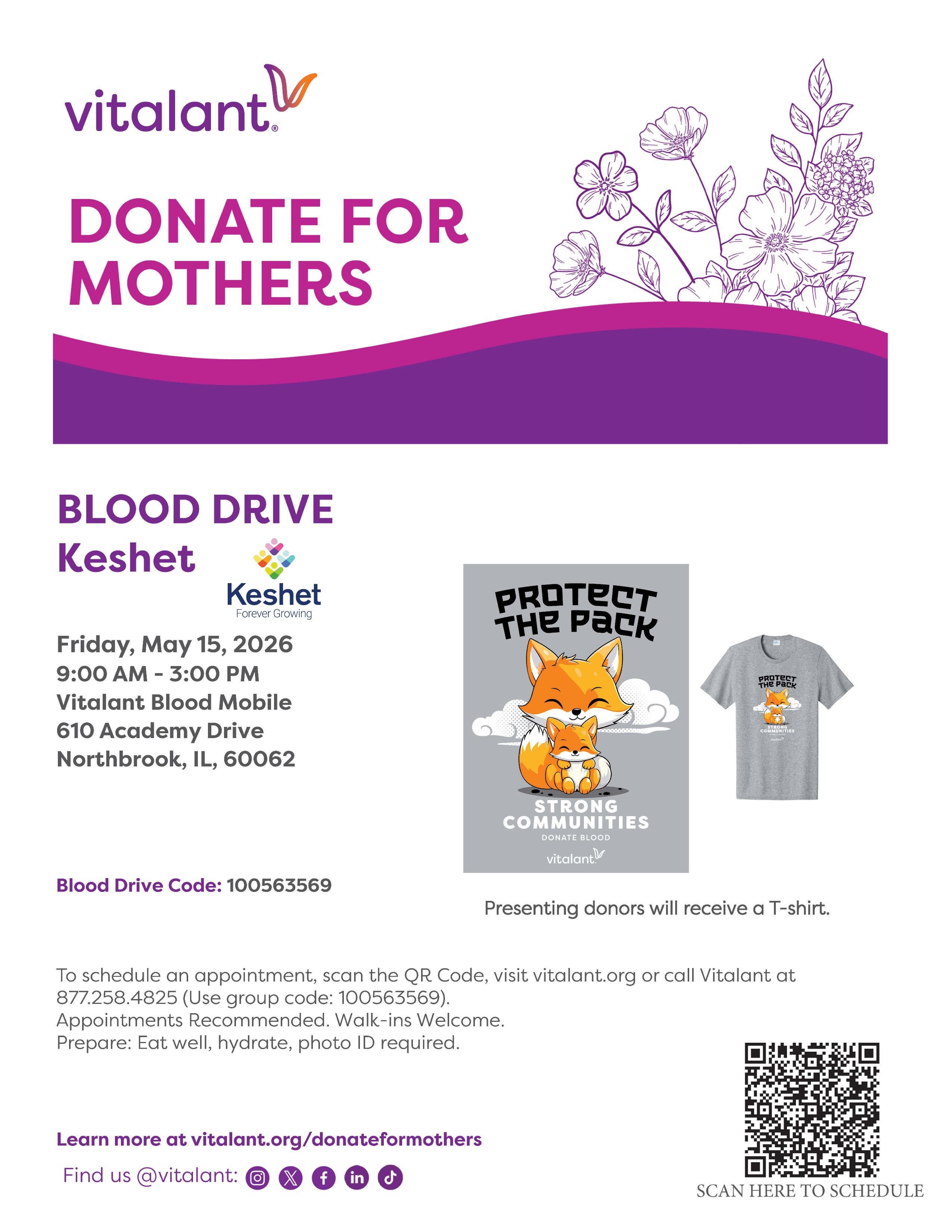 Donate for Mothers Blood Drive: Keshet