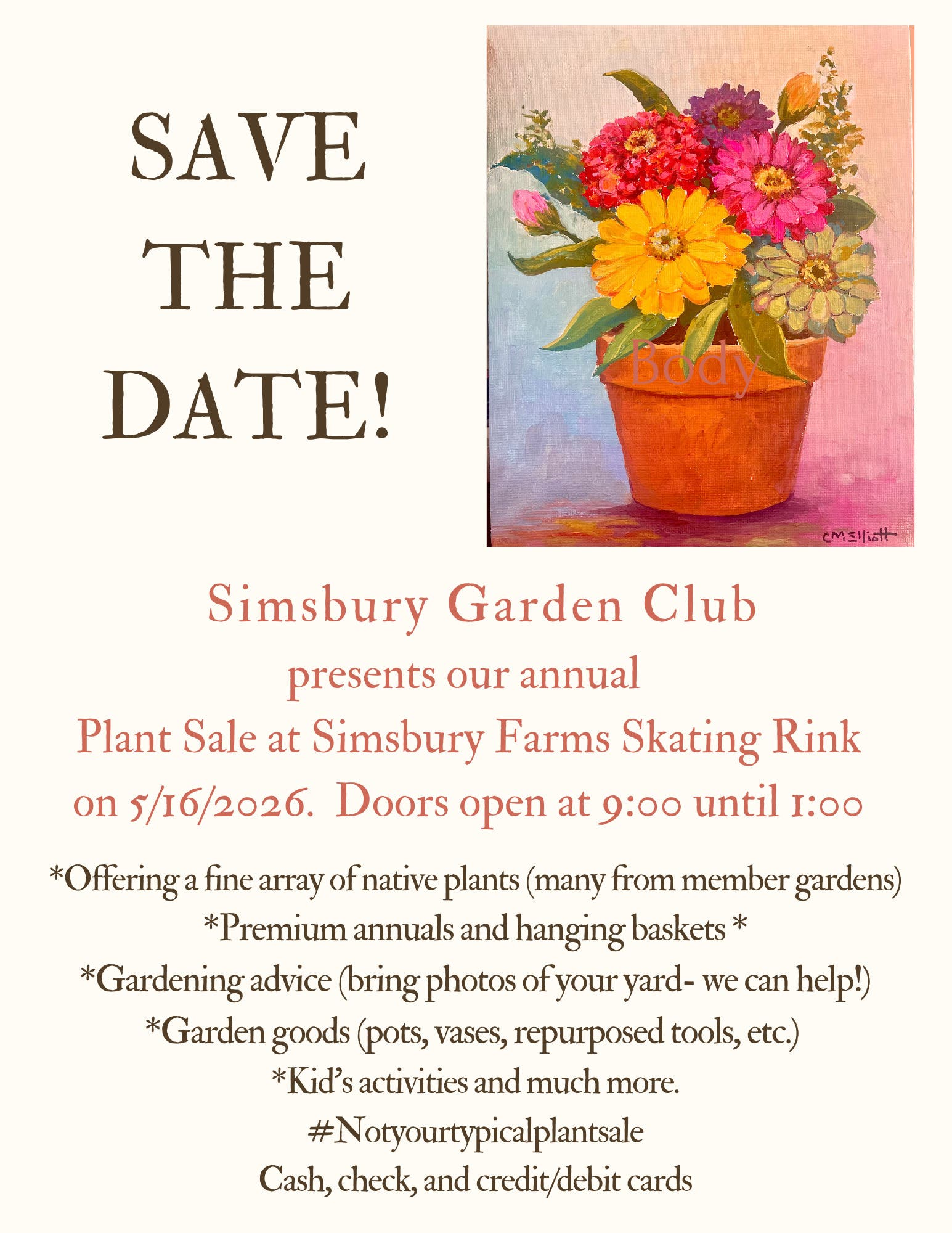 Simsbury Garden Club Annual Plant Sale - May 16, 2026