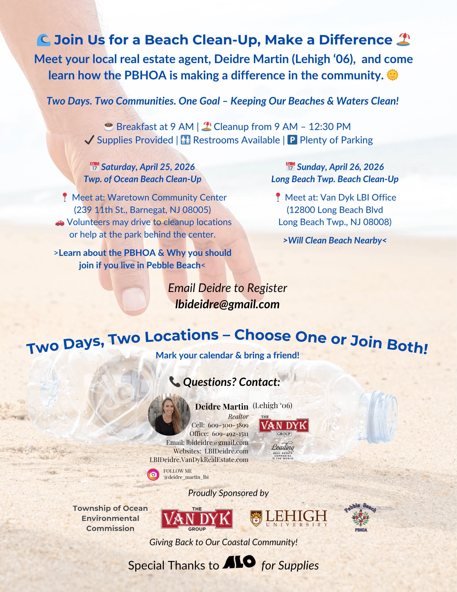 Long Beach Township Beach Clean-Up with Deidre Martin (The Van Dyk Group)