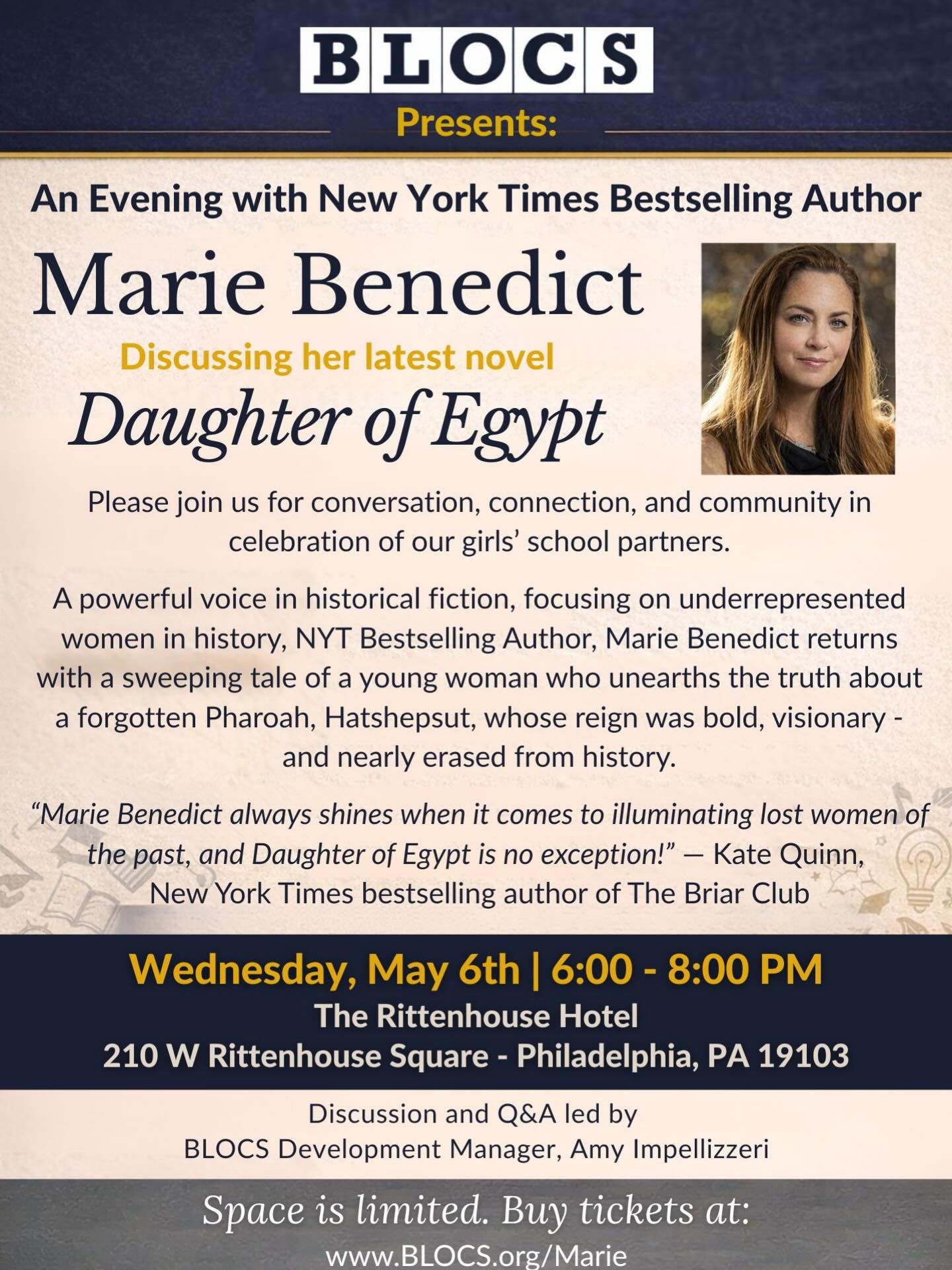 NYT Best Selling Author Marie Benedict Brings Her Novel to Philadelphia