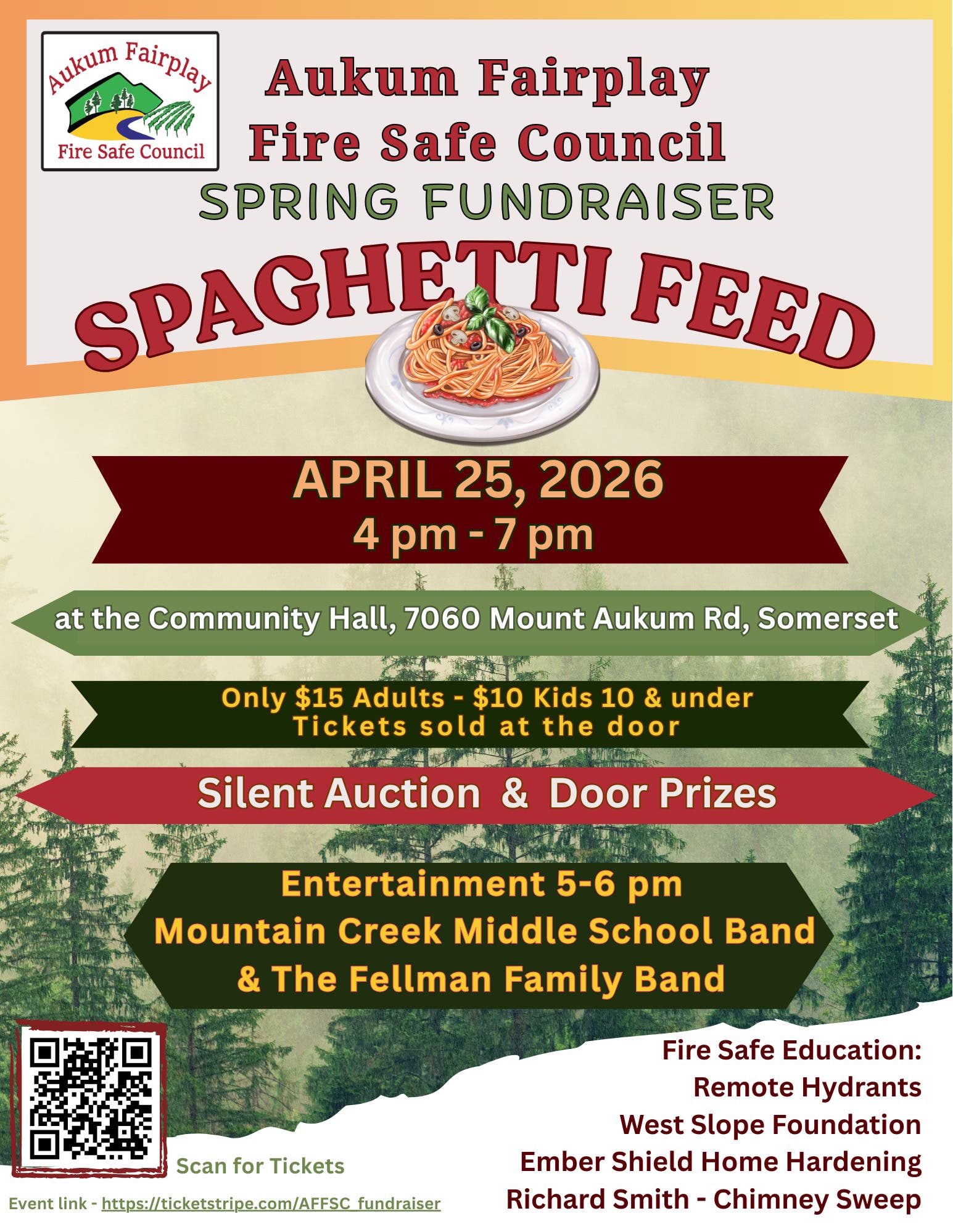Aukum Fairplay Fire Safe Council - Spaghetti Feed Fundraiser