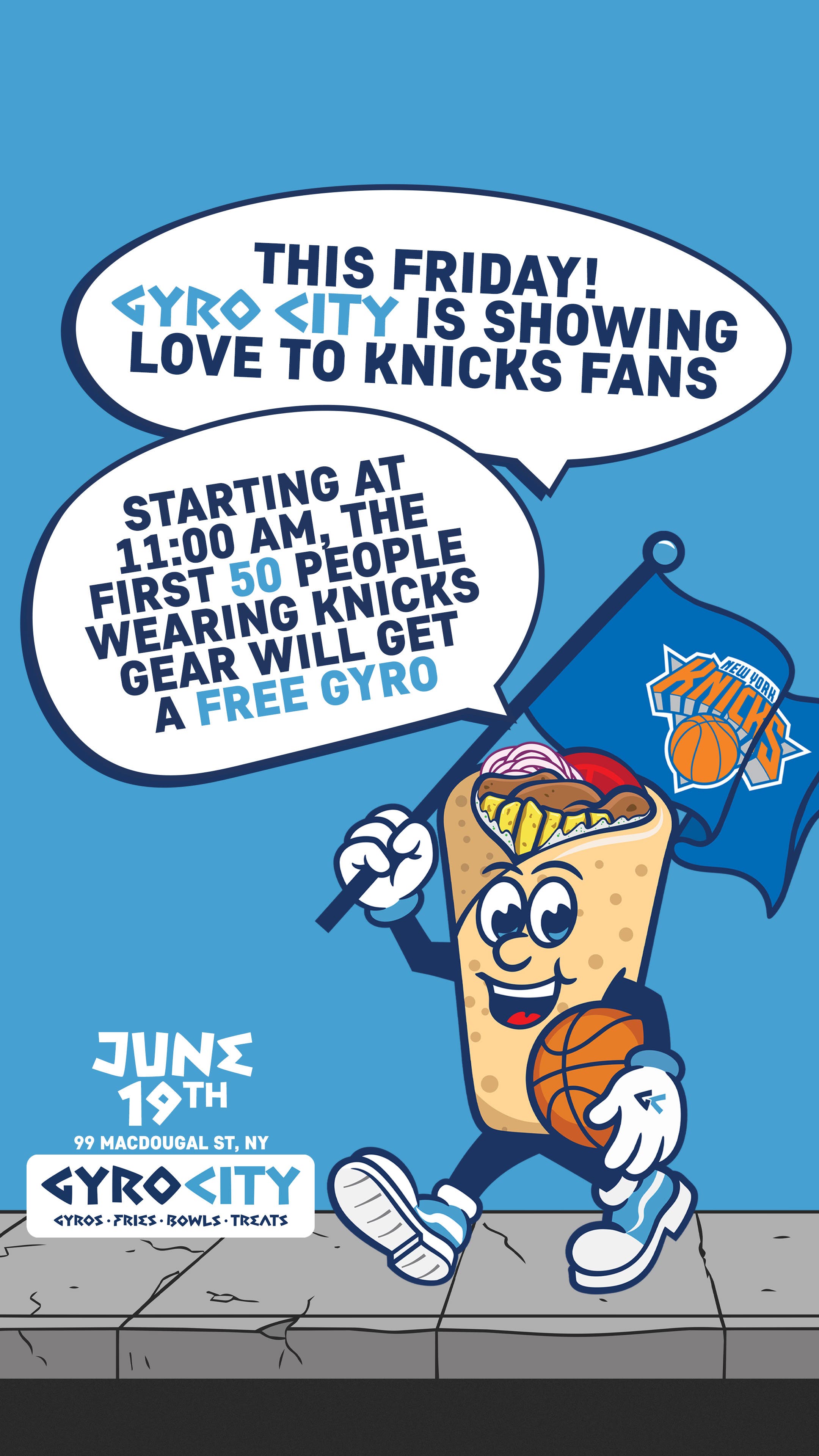 Free Gyro's for Knicks Fans at Gyro City!!!