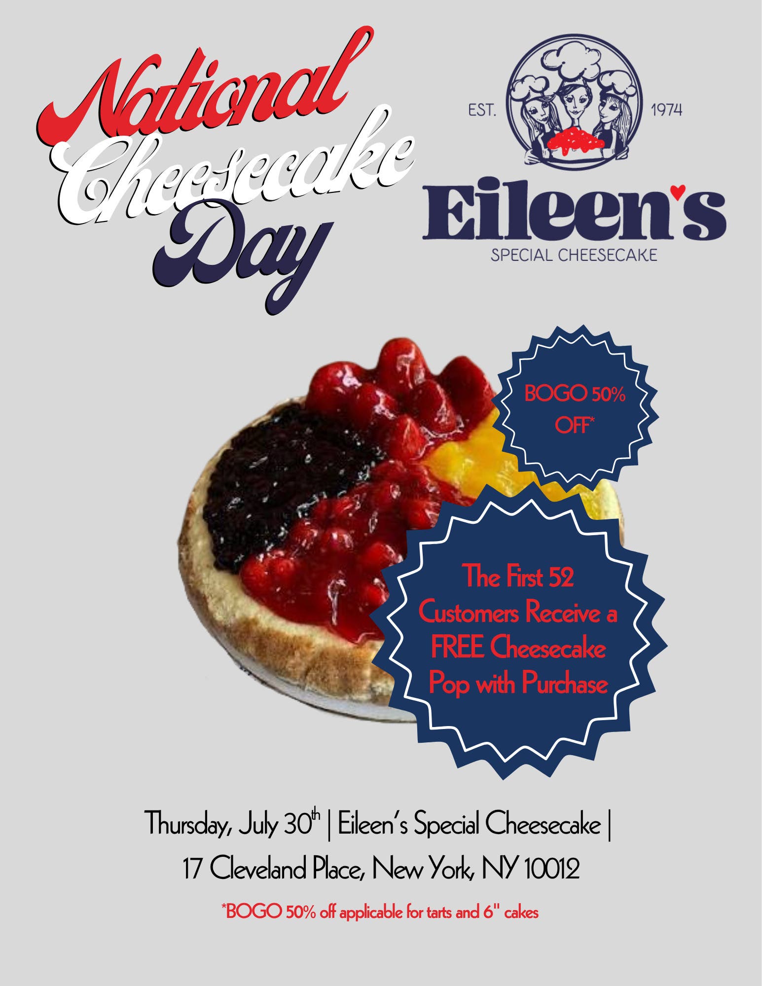 National Cheesecake Day Deals at Eileen's Special Cheesecake | July 30th 