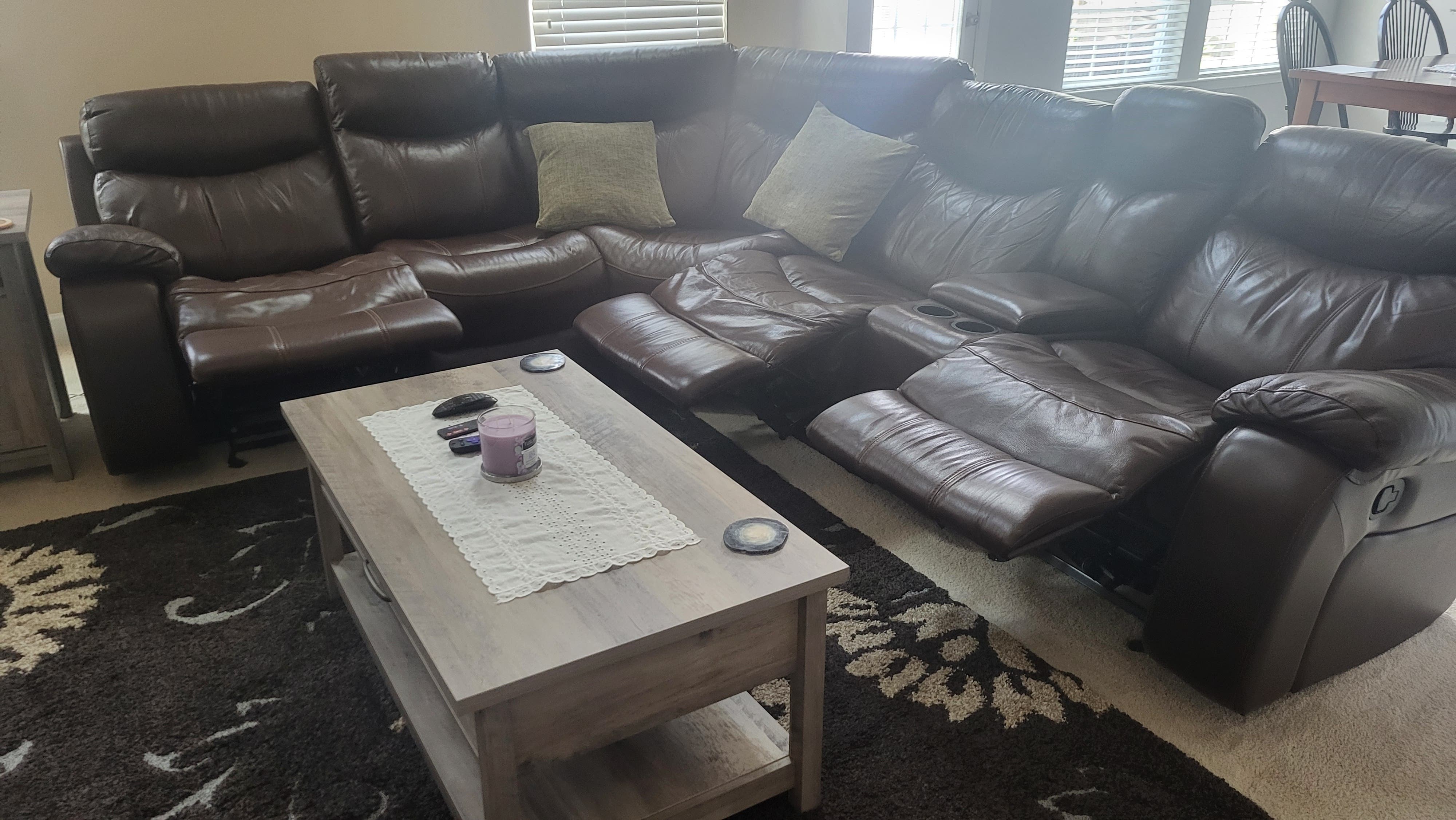 Havertys leather reclining sectional
