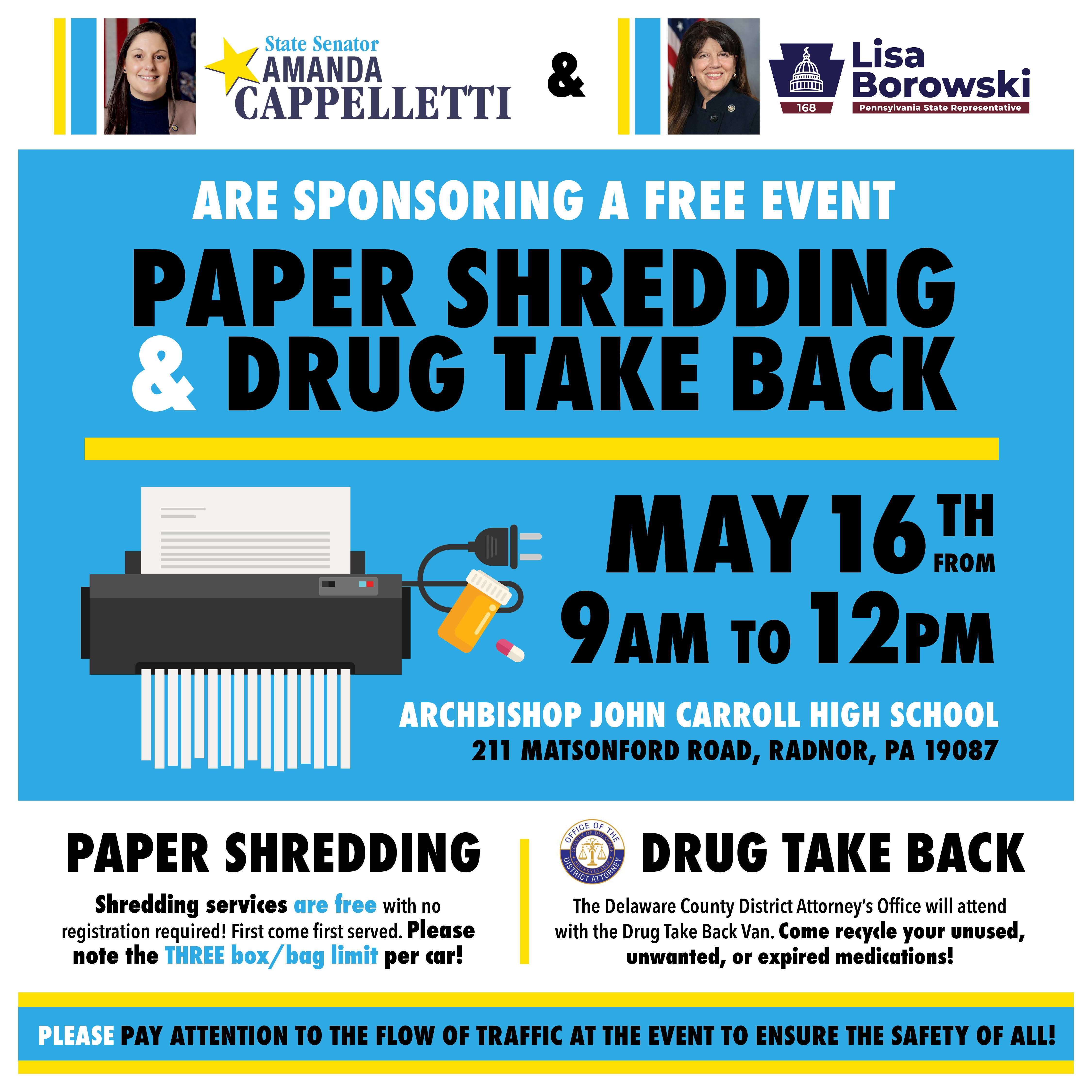 Free Paper Shredding and Drug Take Back Event