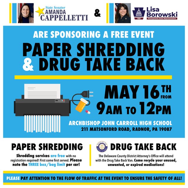 May 16 | Free Paper Shredding and Drug Take Back Event | Radnor, PA Patch