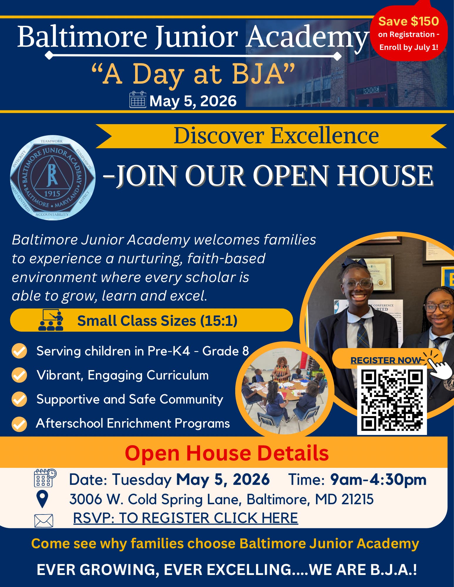 Open House - Pre-K4 to Gr. 8 @ Baltimore Junior Academy 