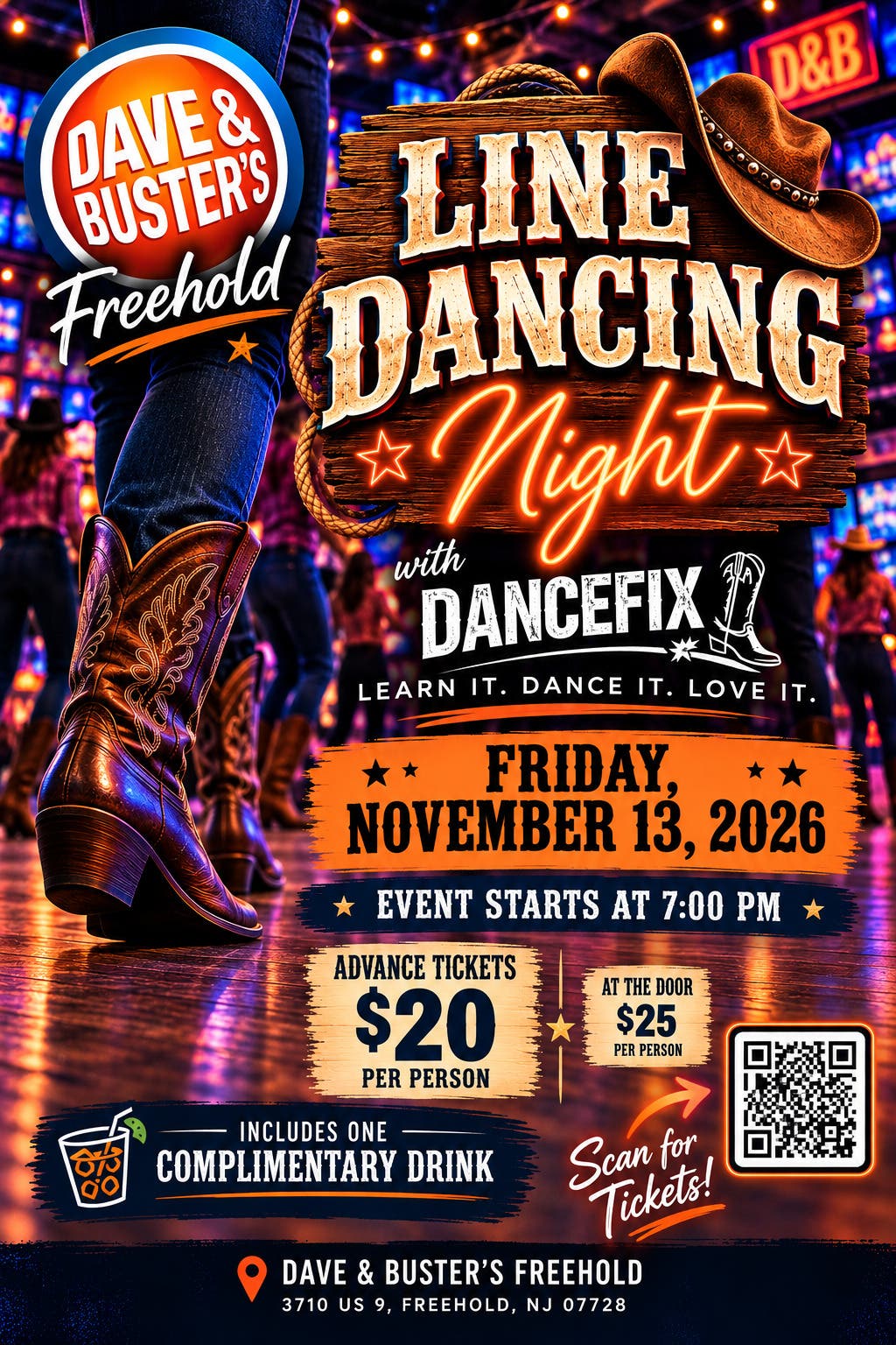 Country Line Dancing @ Dave & Buster's Freehold!