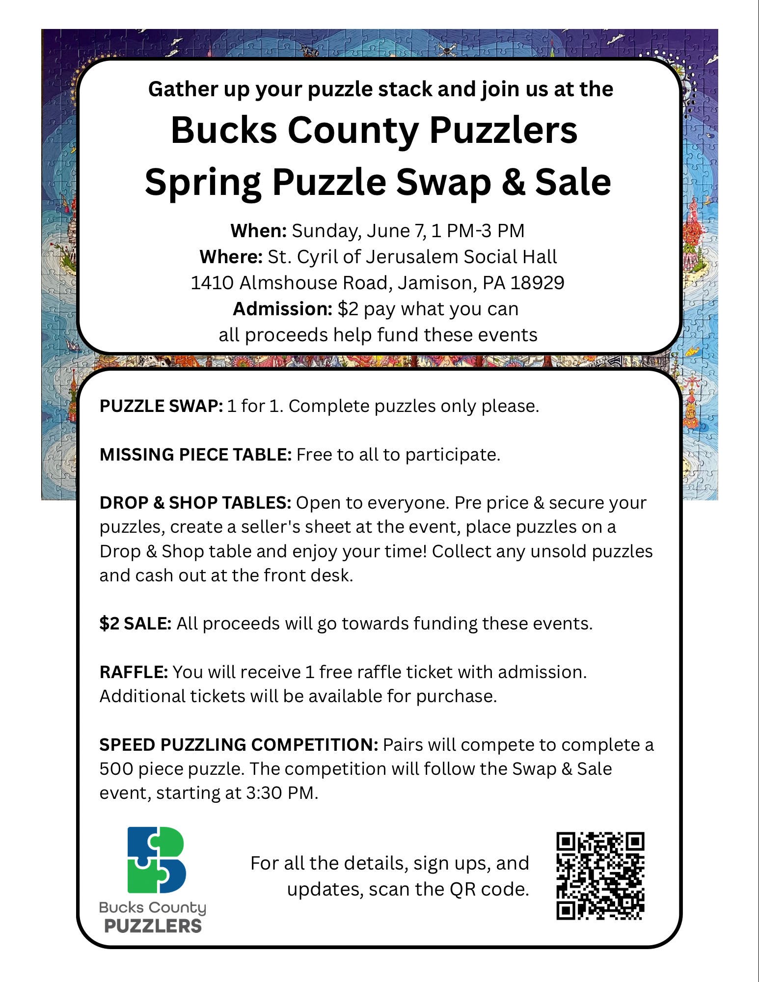 Bucks County Puzzlers Spring Puzzle Swap & Sale