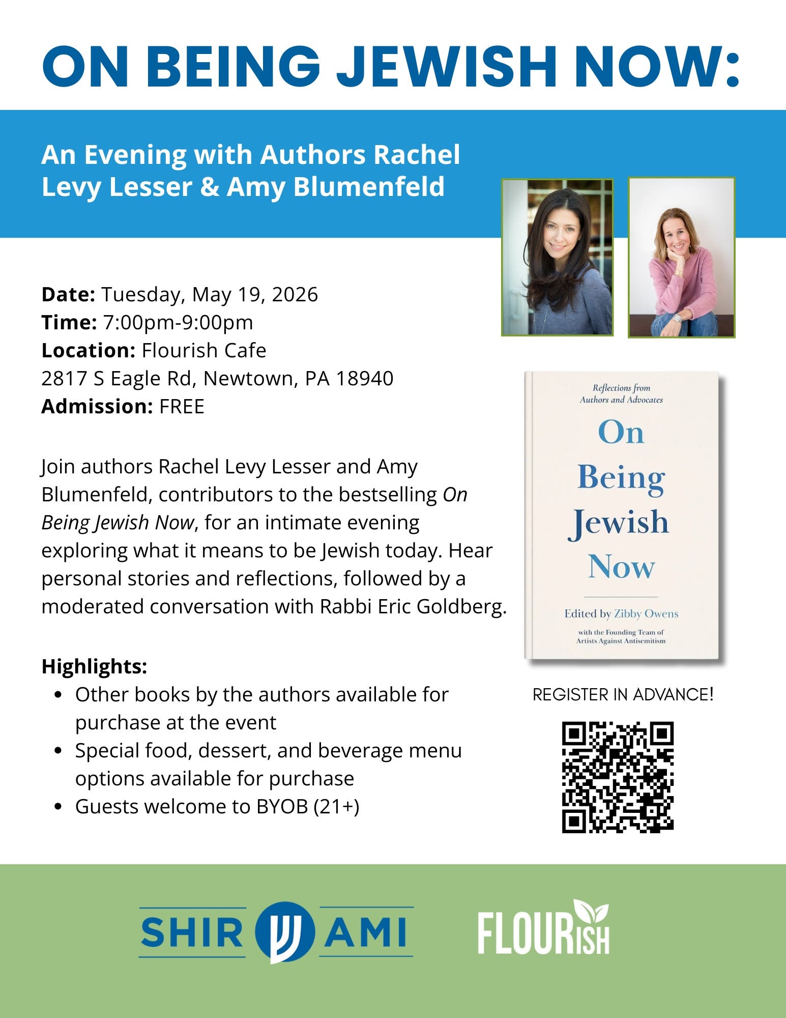 On Being Jewish Now: An Evening with Authors Rachel Levy Lesser & Amy Blumenfeld