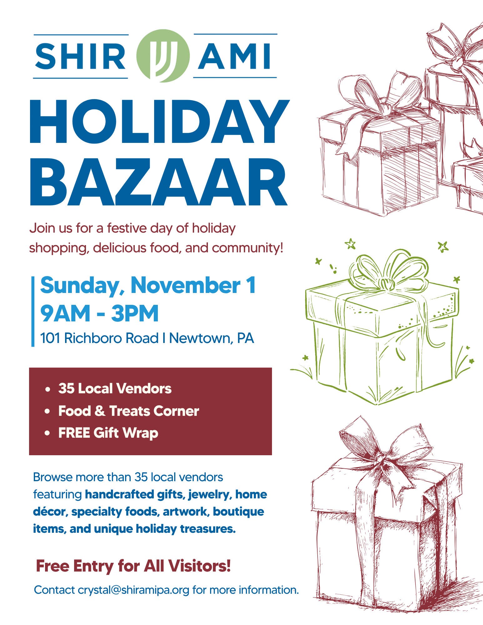 Shir Ami Holiday Bazaar | Free Admission | 35+ Local Vendors | FREE Gift Wrapping!