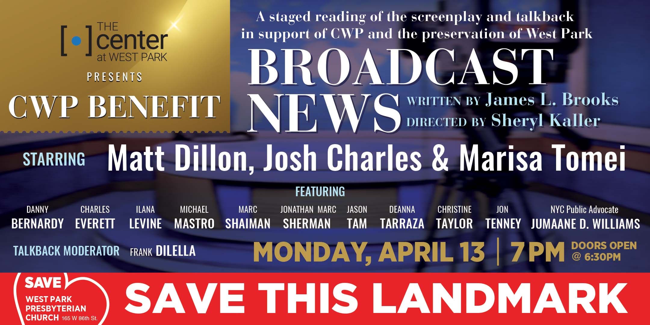 CWP Spring Benefit staged reading of "Broadcast News!"