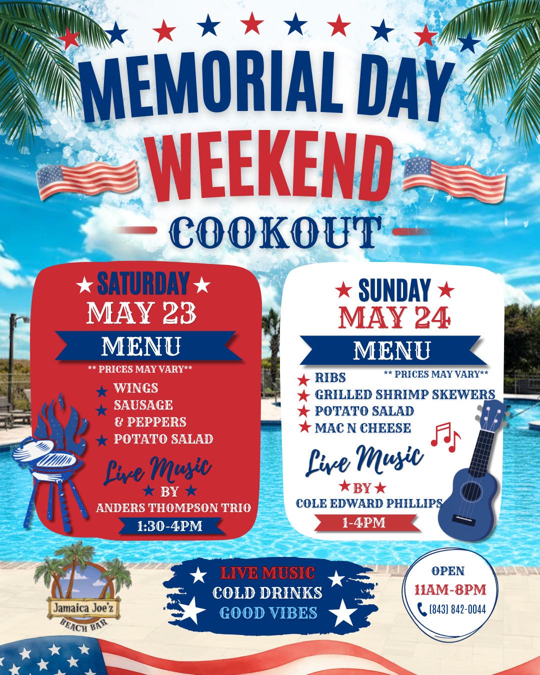 Memorial Day Weekend Cookout at Jamaica Joe'z Beach Bar