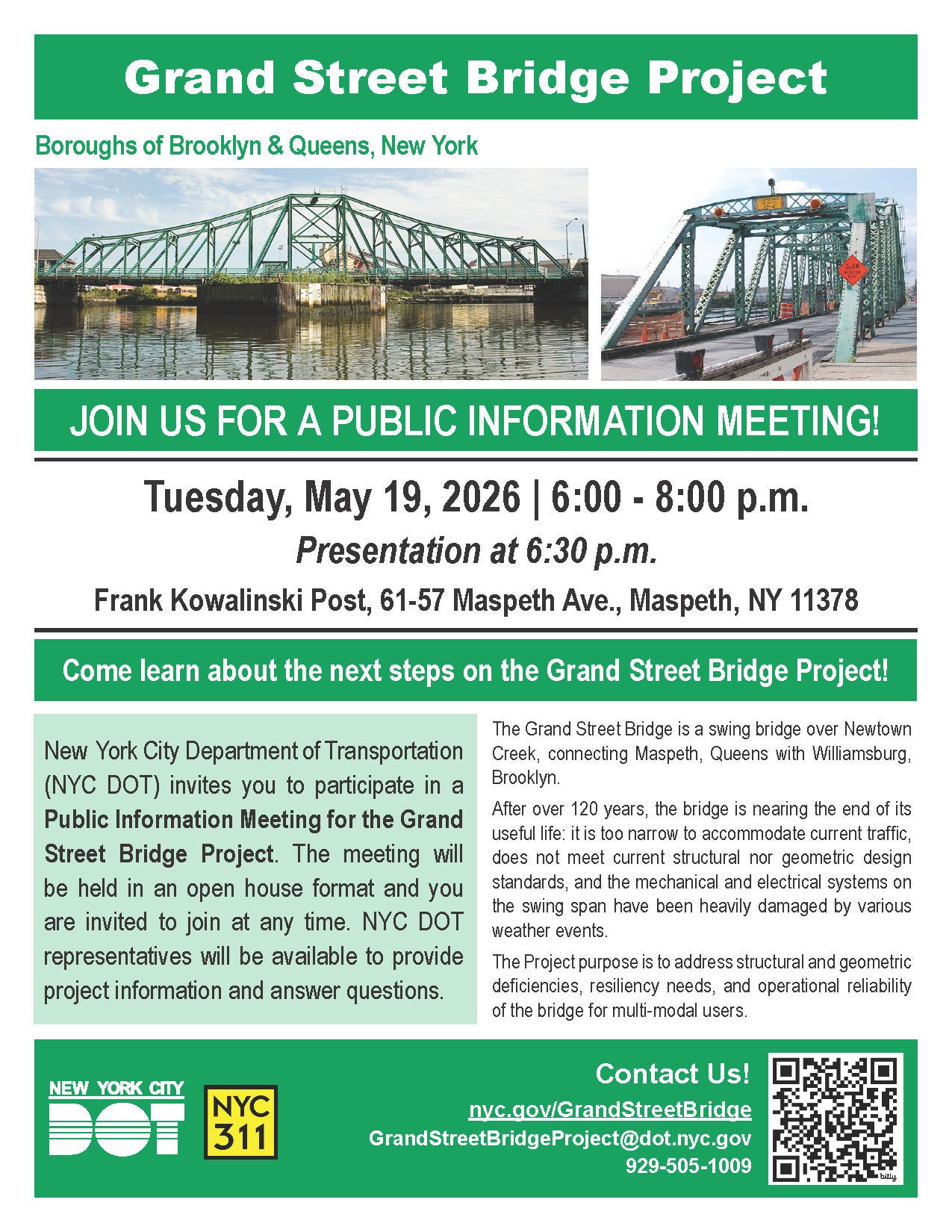 Join us for a Public Information Meeting for the Grand Street Bridge Project!