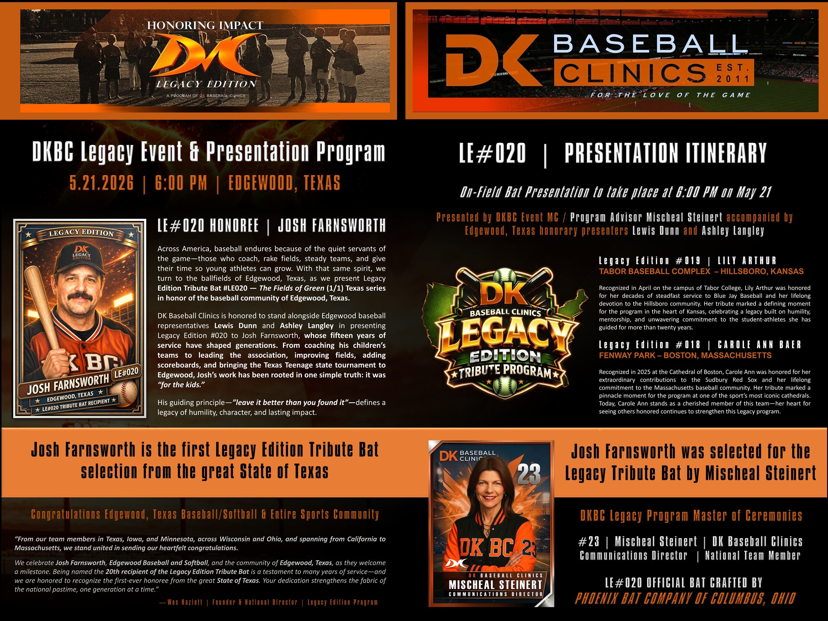 DKBC Legacy Event & Presentation Program