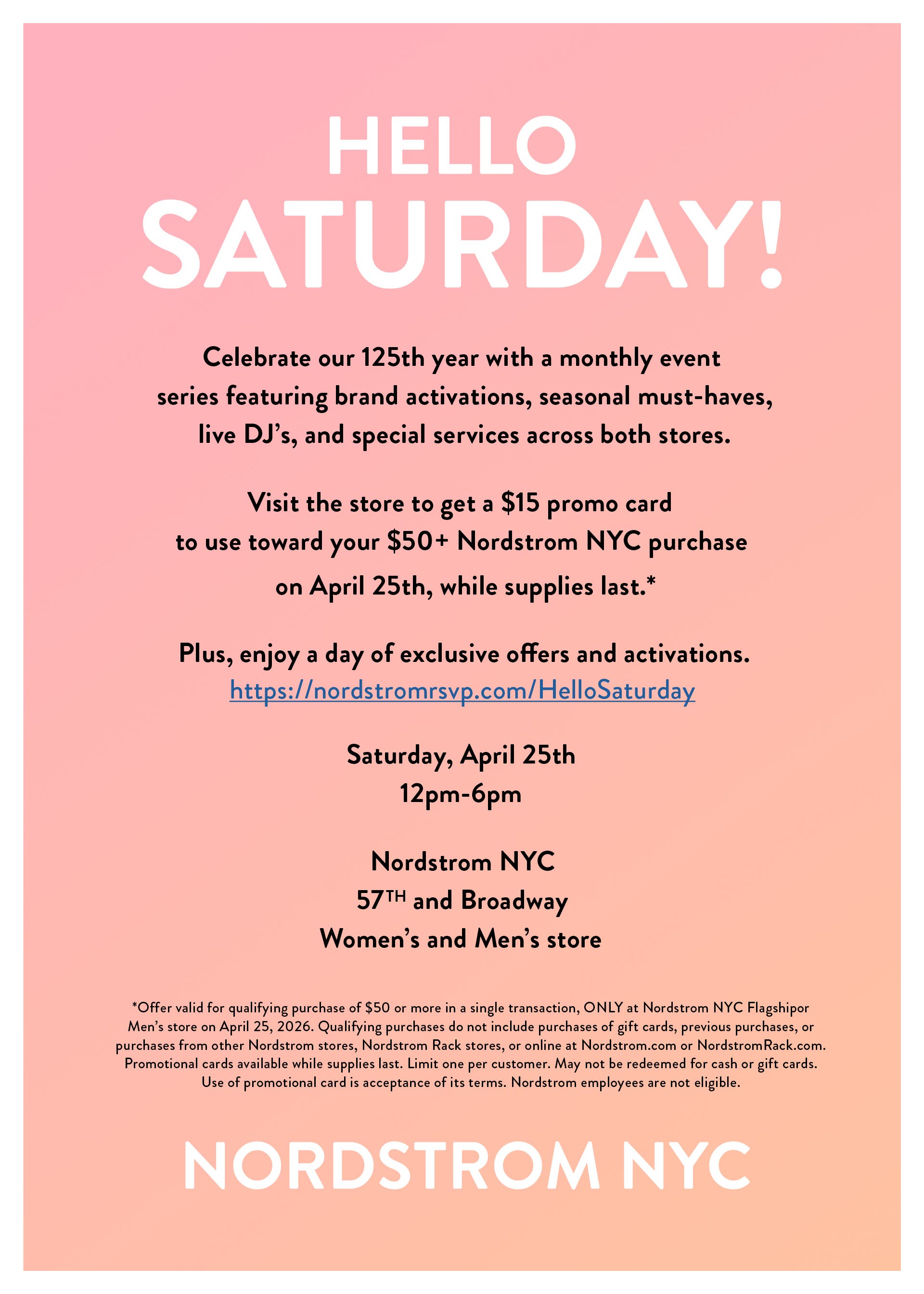 Hello Saturday! at Nordstrom NYC