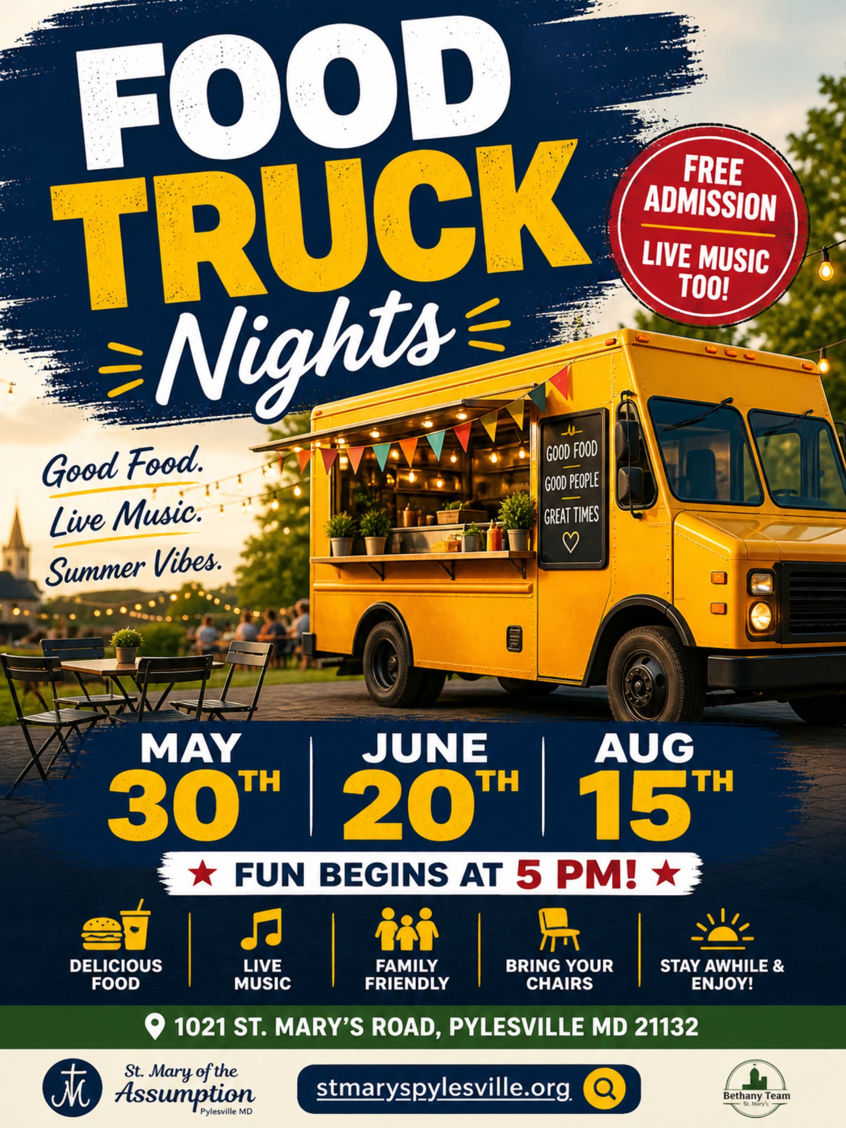St. Mary’s of the Assumption Invites the Community to Its Second Food Truck Night of the Summer