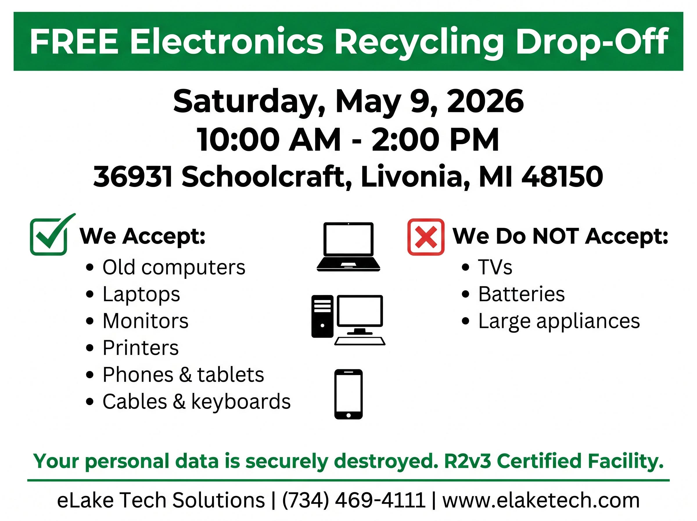 FREE Electronics Recycling Drop-Off Event — Livonia