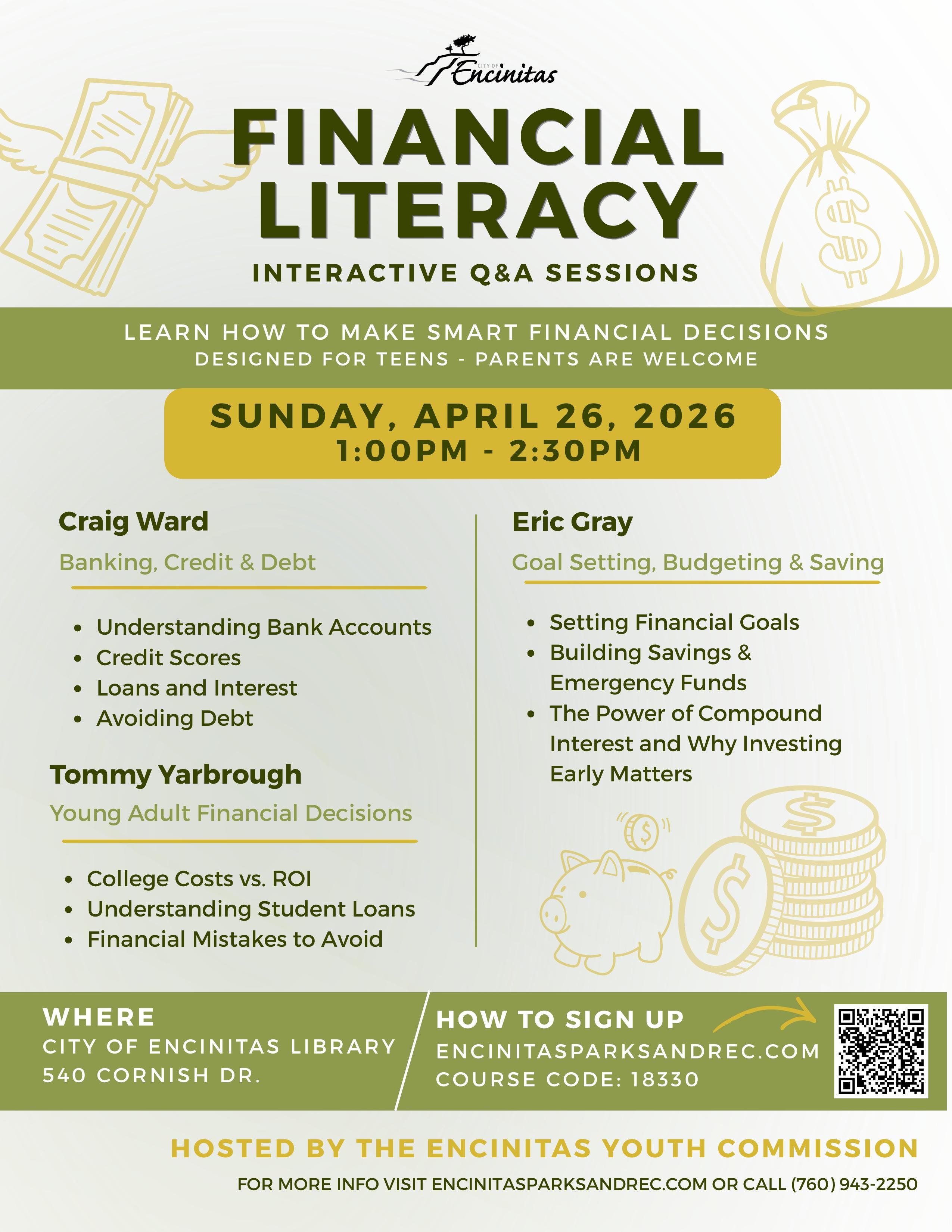 Free Financial Literacy Event for Teens This Sunday at Encinitas Library