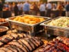 King of Que BBQ Backyard BBQ Catering with slow smoked Brisket, Slow Smoked St. Louis Ribs, Cornbread and Coleslaw