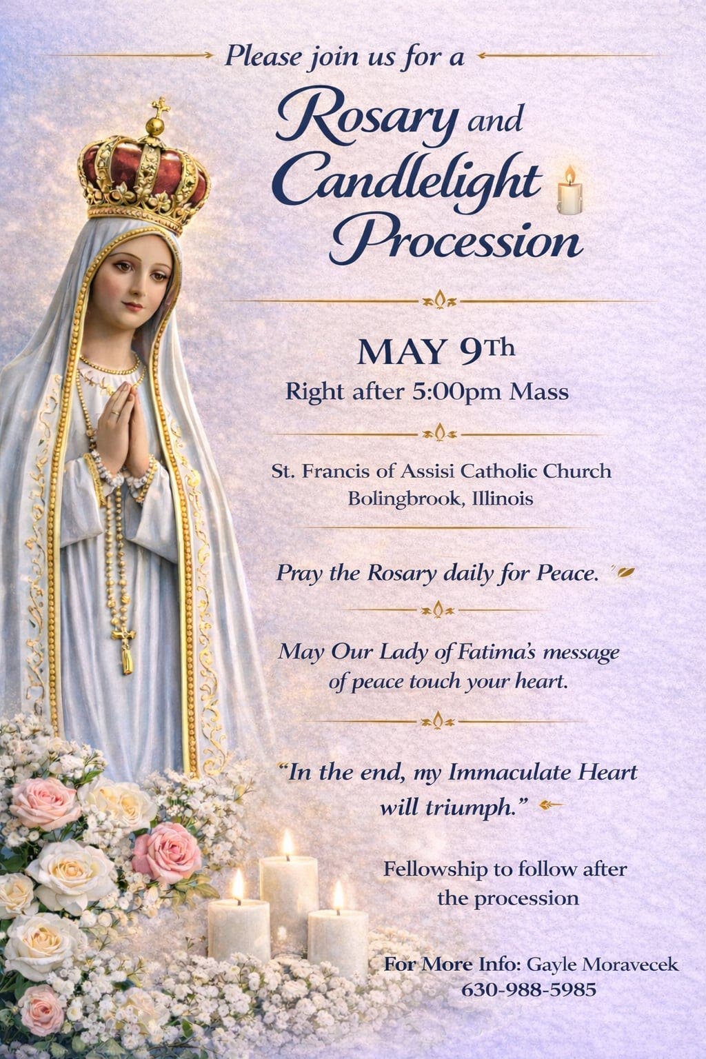 Rosary and Candlelight Procession for Peace Saturday, May 9th