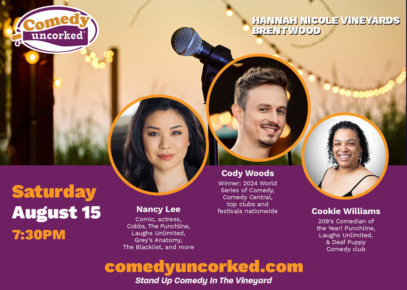 Wine & Laughs: Outdoor Comedy Shows at Hannah Nicole Winery