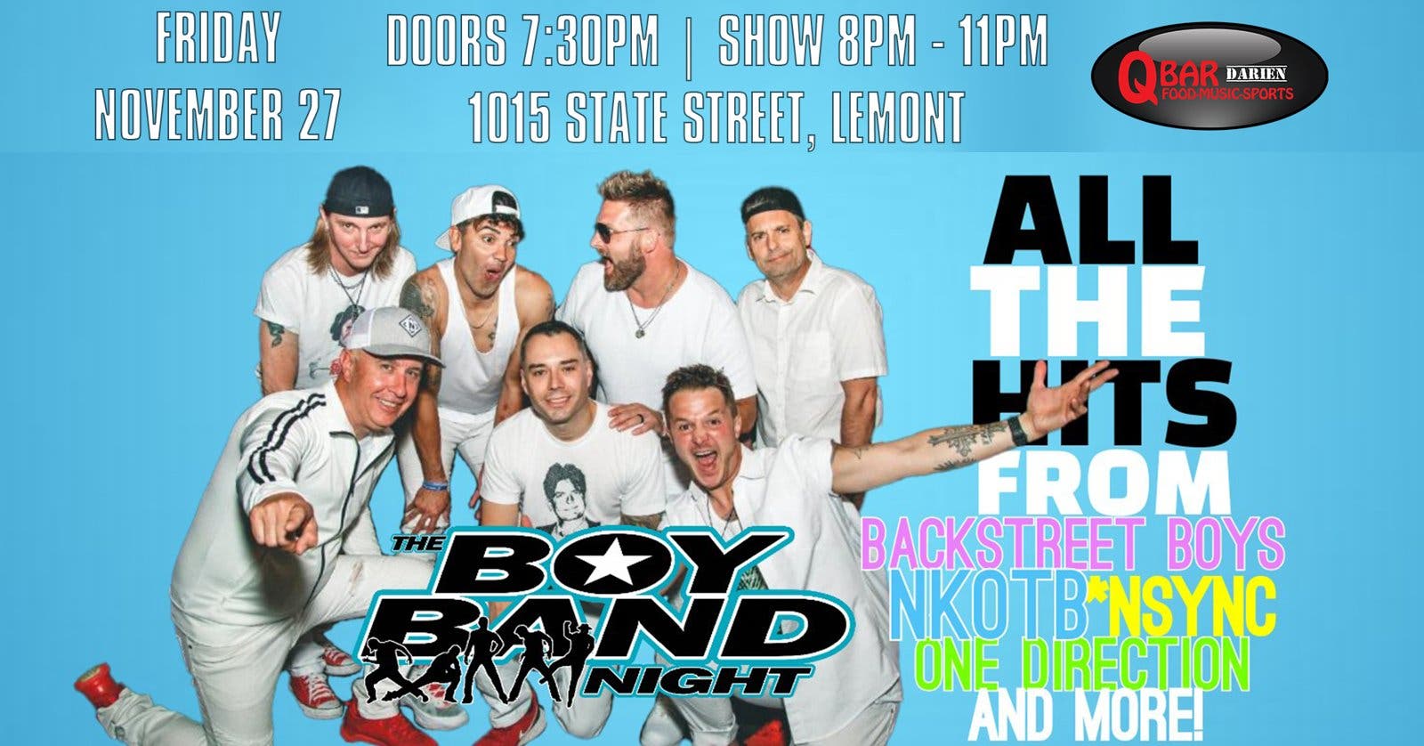 Boy Band Night performs live at Q Bar Darien