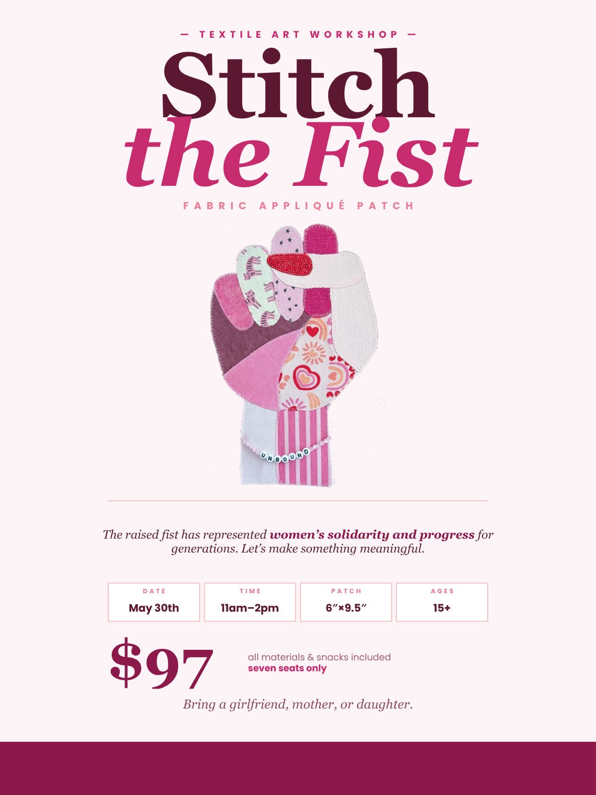 Fabric Appliqué Patch Workshop- Stitch the Fist