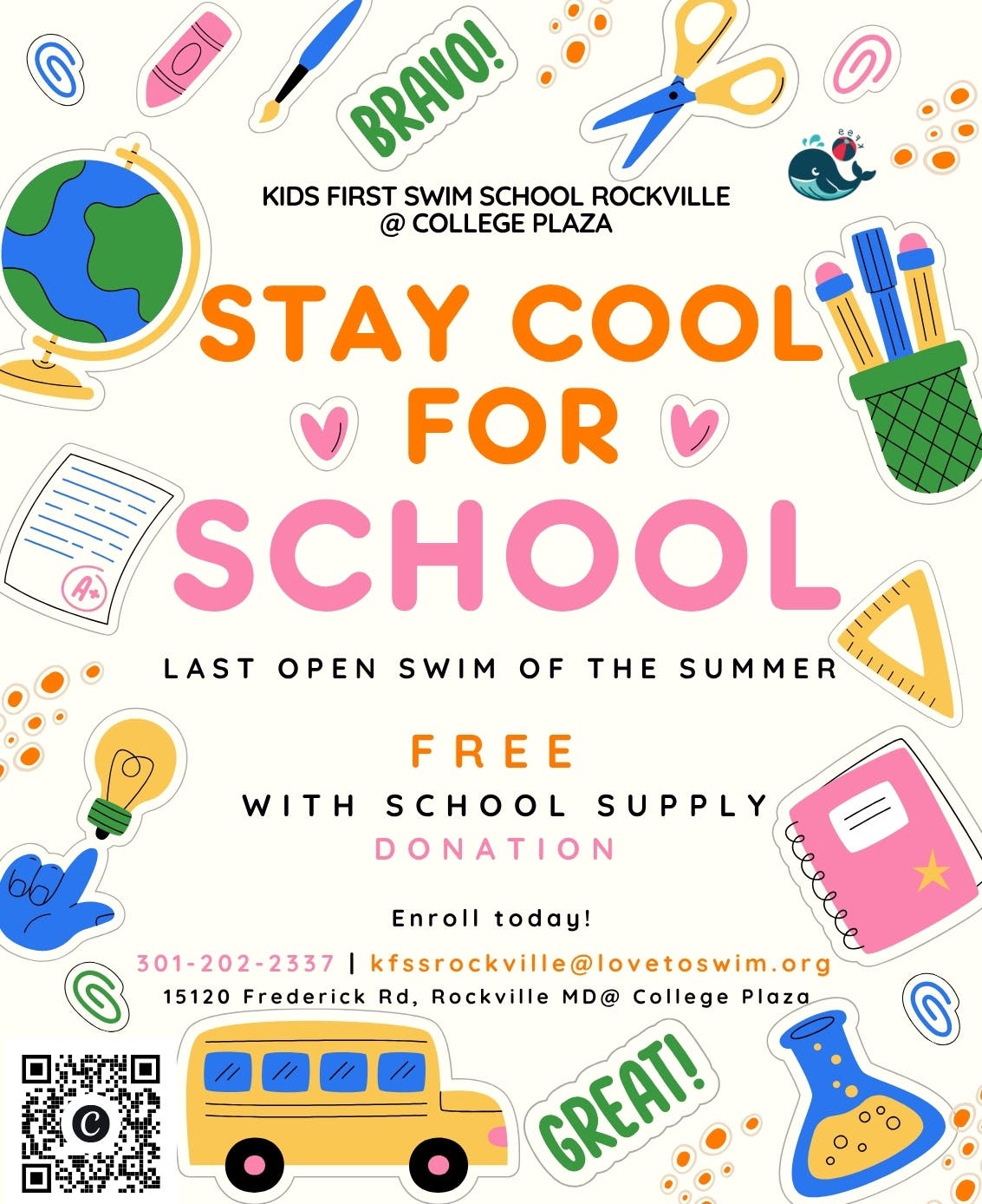 Stay Cool For School at Kids First Swim School Rockville