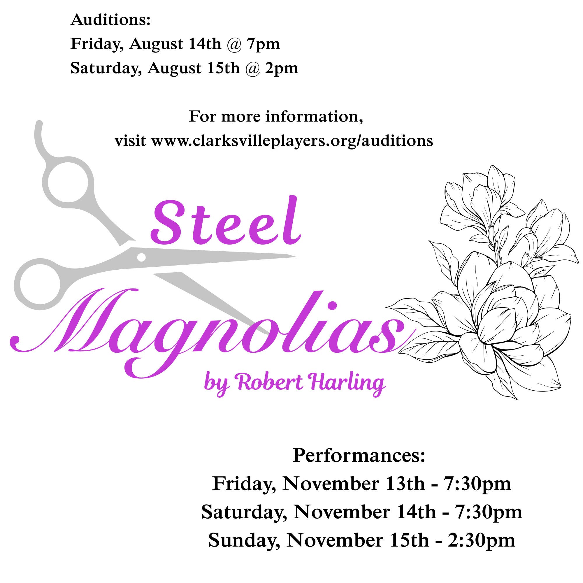 Auditions for Steel Magnolias